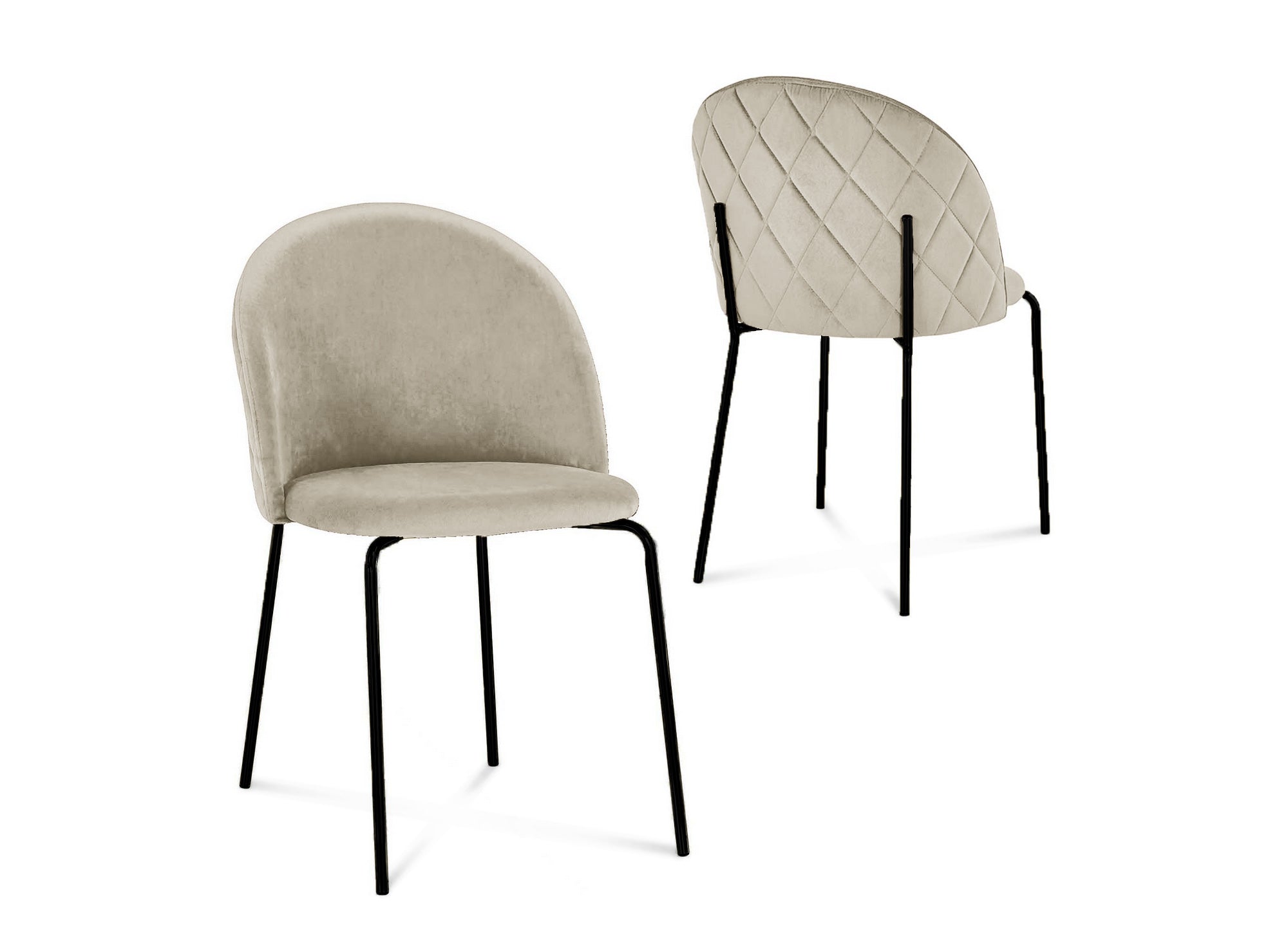 Lot de 2 chaises design en velours beige pieds noirs KENNETH