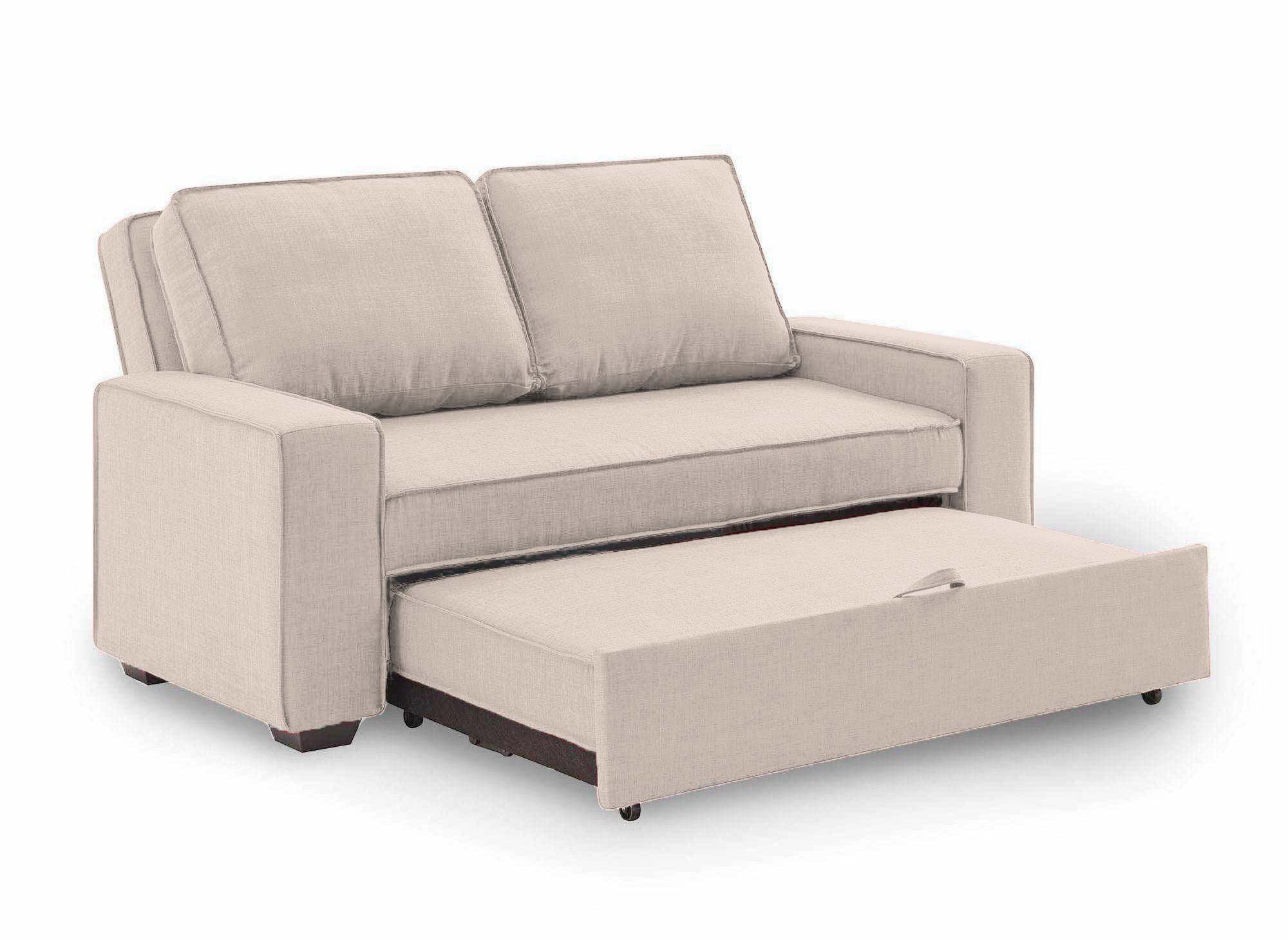 Canapé 3 places convertible en tissu beige JAMES