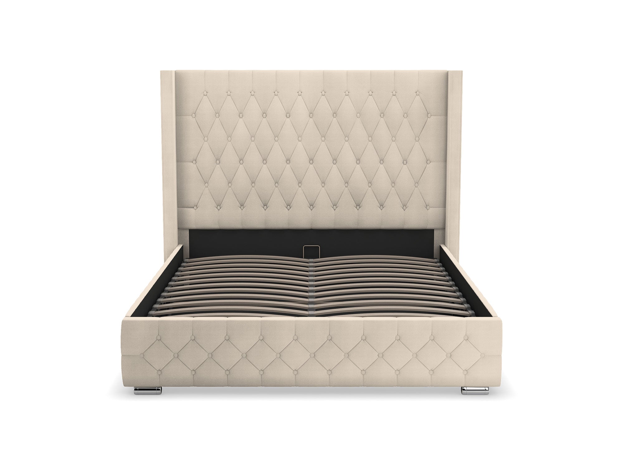 Letto contenitore in velluto beige 160X200 cm PERLA