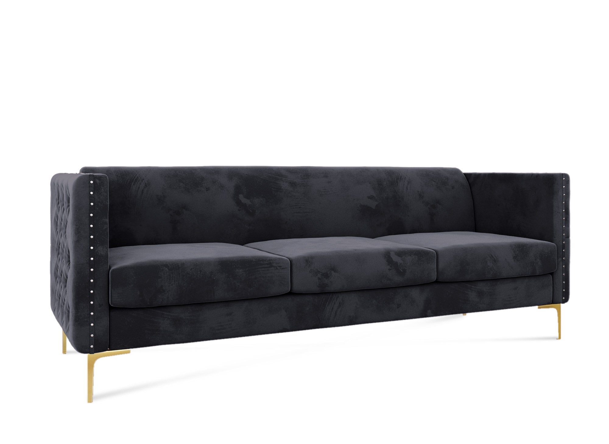 Canapé 3 places en velours gris CYNTHIA