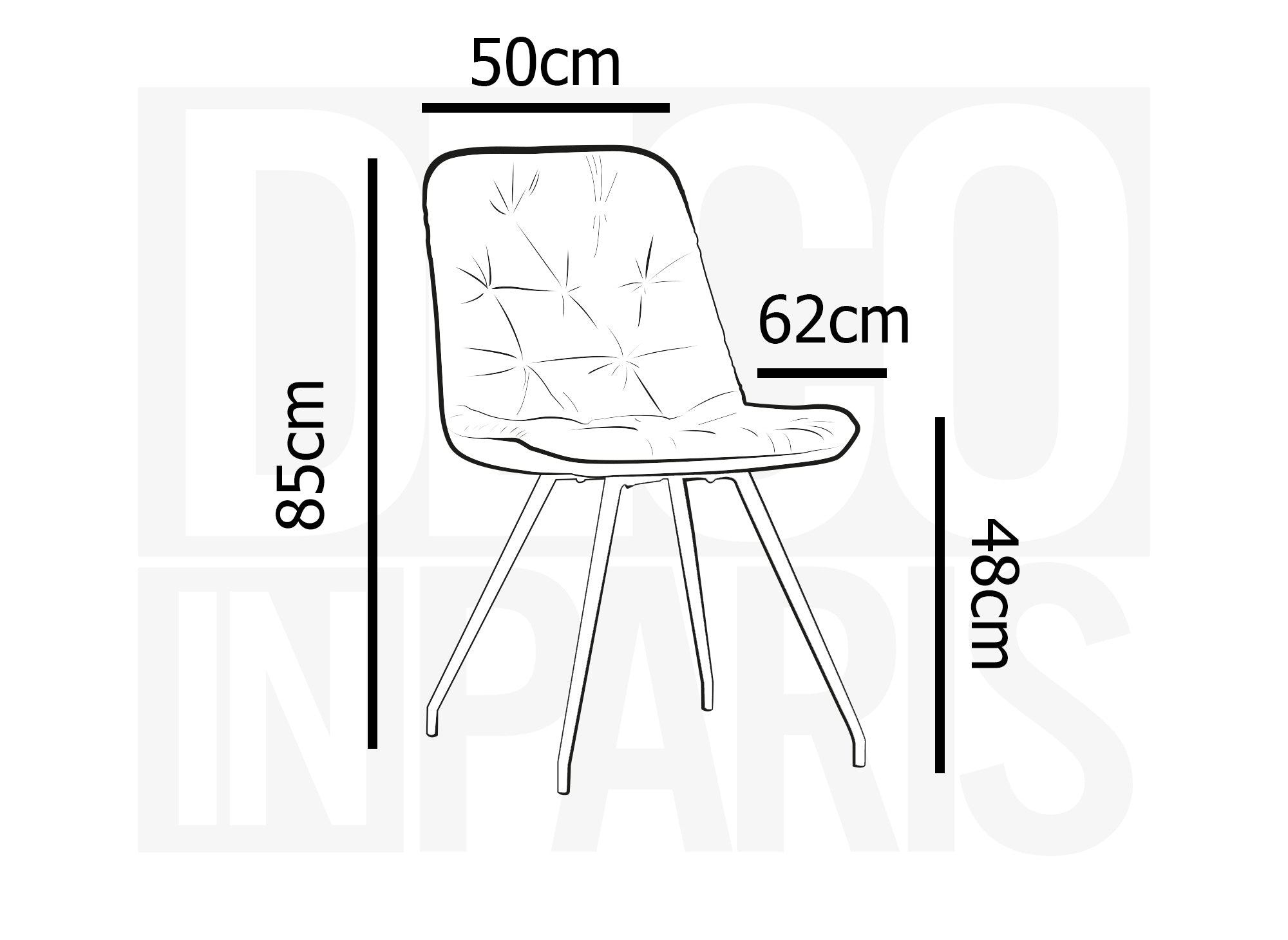 Lot de 4 chaises capitonnées en velours gris KRISTINA