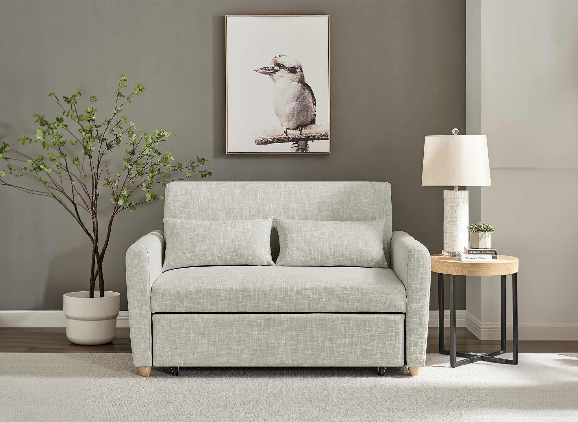 Canapé convertible scandinave en tissu beige KALAYA