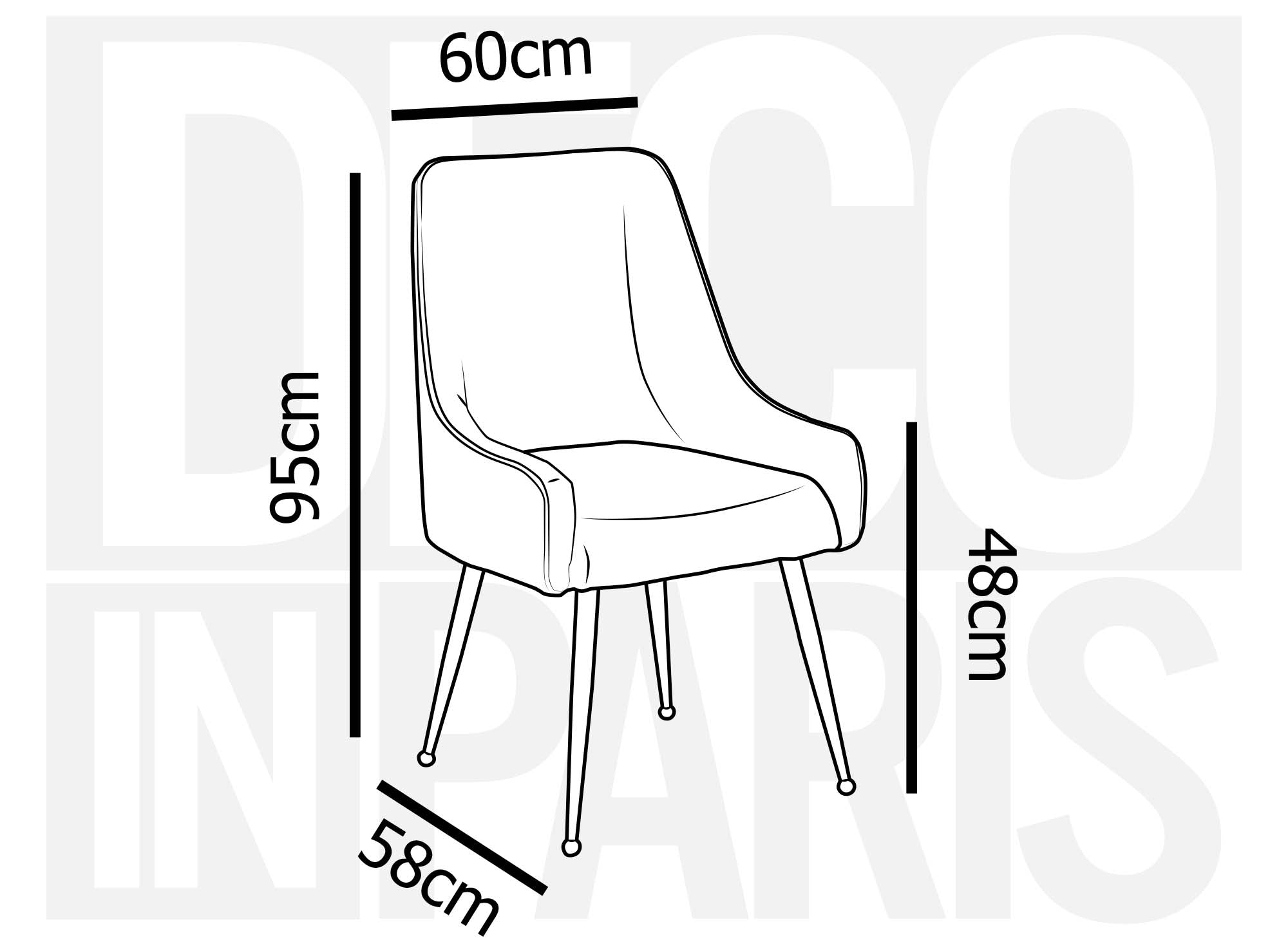 Lot de 2 chaises en velours moutarde pieds en métal doré DORY