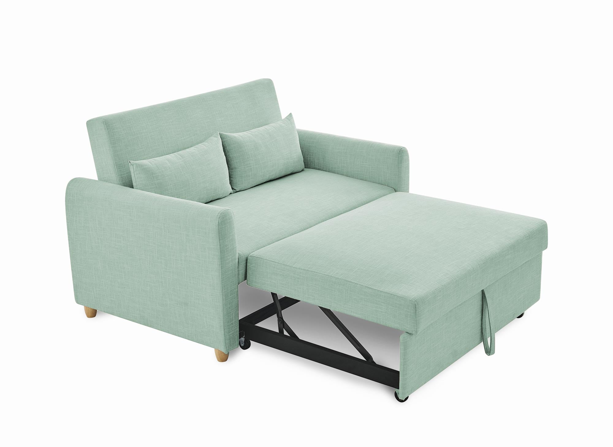 Canapé convertible scandinave en tissu vert d'eau KALAYA