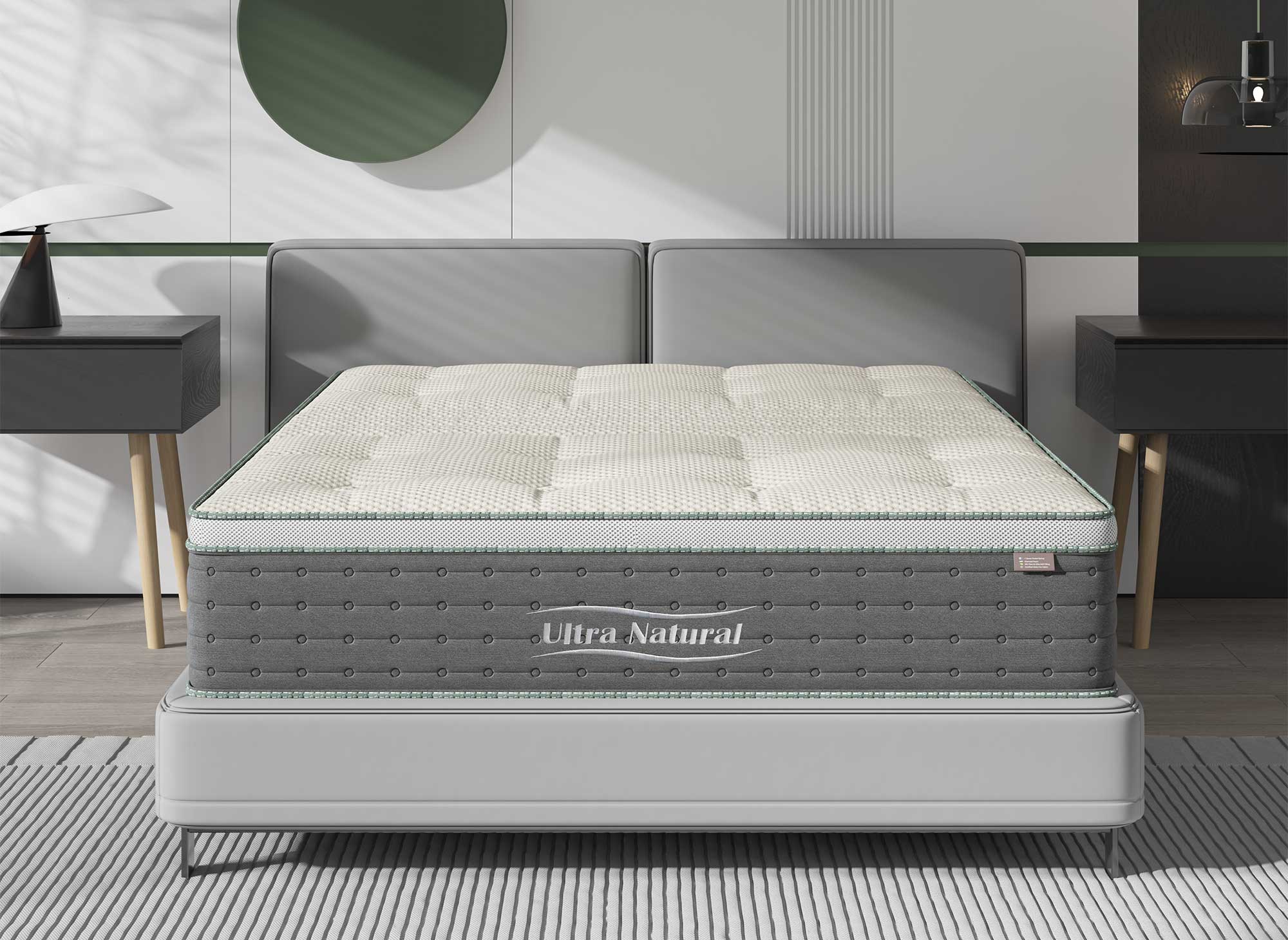 Matelas hybride NATURAL 140 x 190 cm ressorts ensachés et soie épaisseur 29 cm