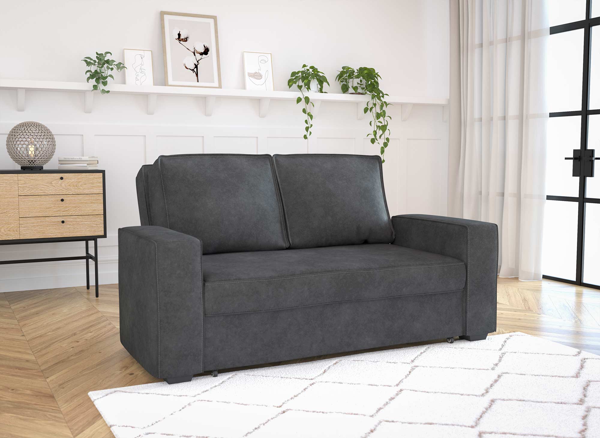 Canapé 3 places convertible gris JAMES