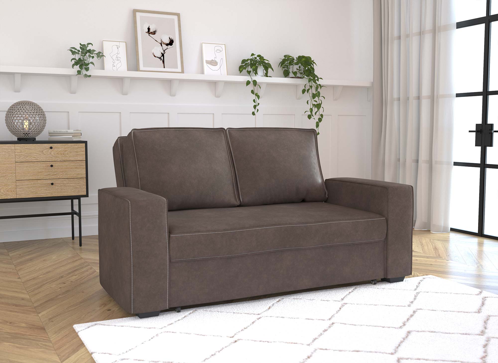 Canapé 3 places convertible marron JAMES