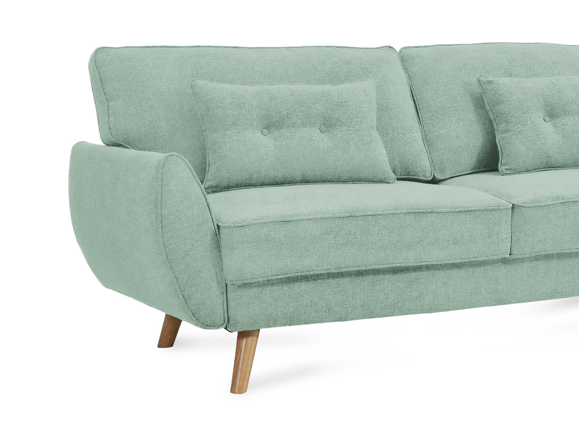 Canapé clic clac en tissu vert d'eau avec pieds en bois PANAMA