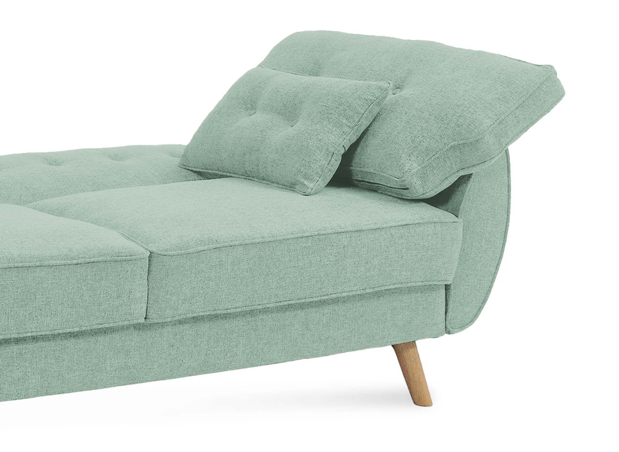 Canapé clic clac en tissu vert d'eau avec pieds en bois PANAMA