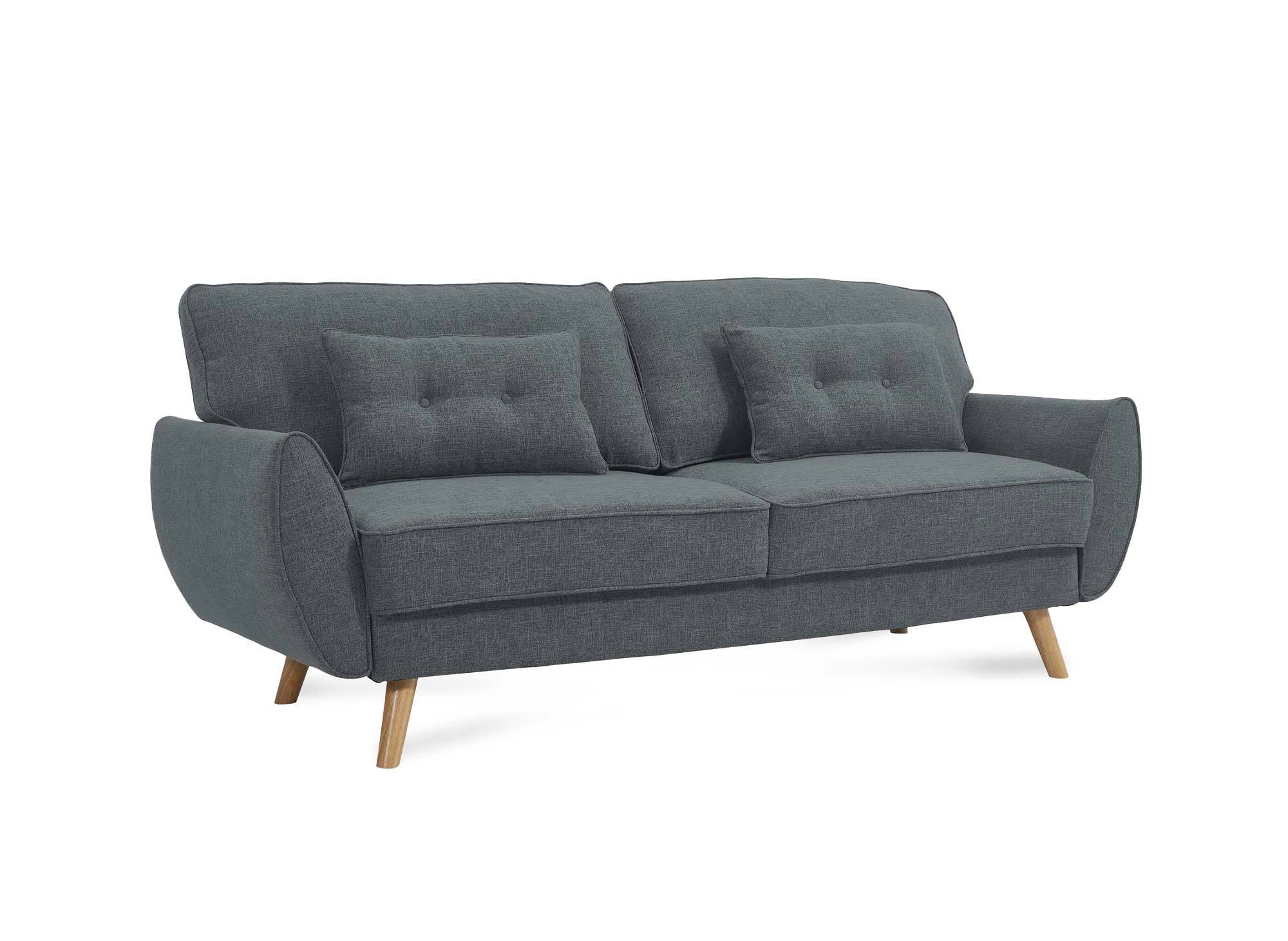 Canapé clic clac en tissu gris foncé avec pieds en bois PANAMA