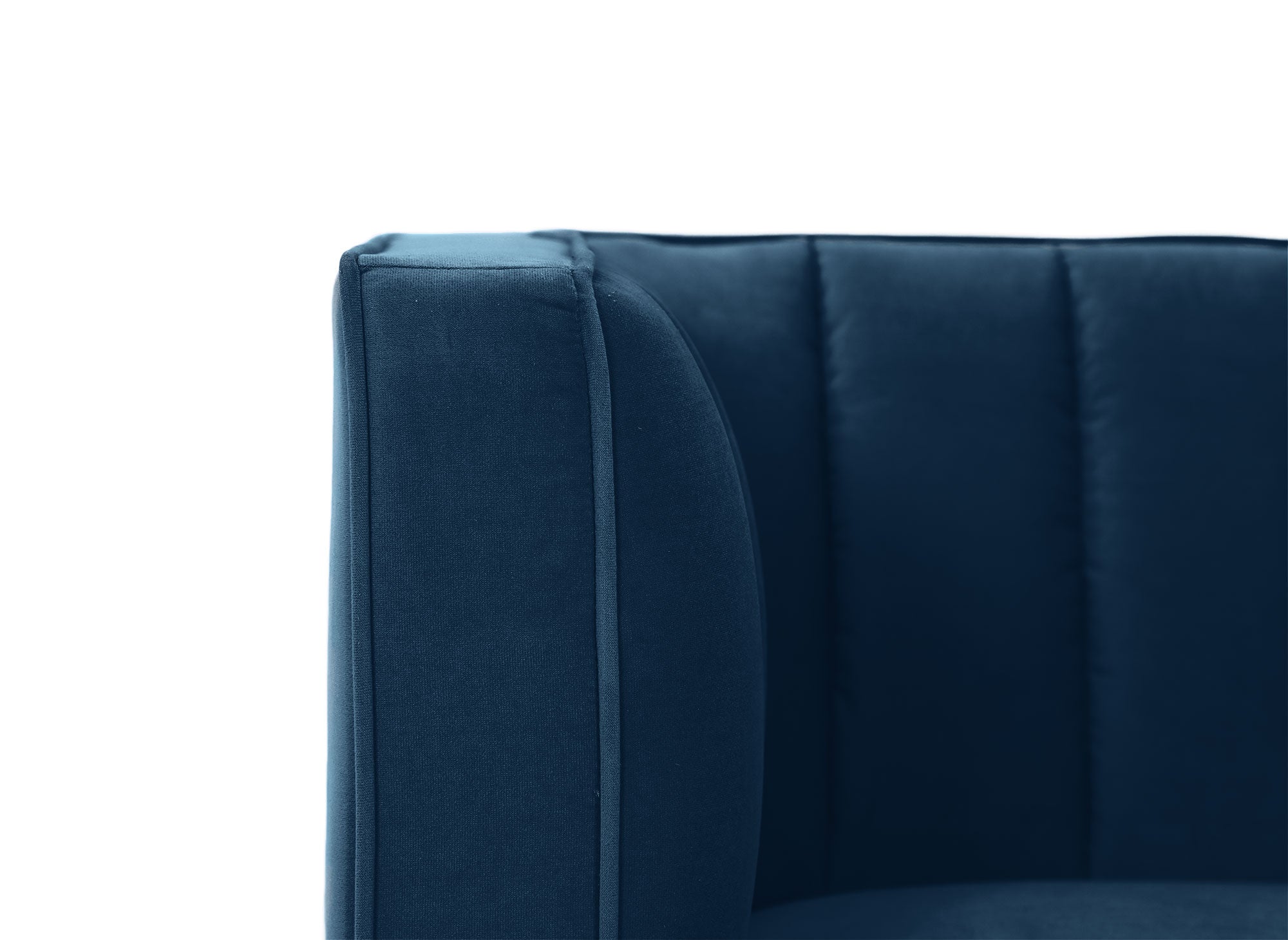 Fauteuil moderne en velours bleu pieds doré ROBY