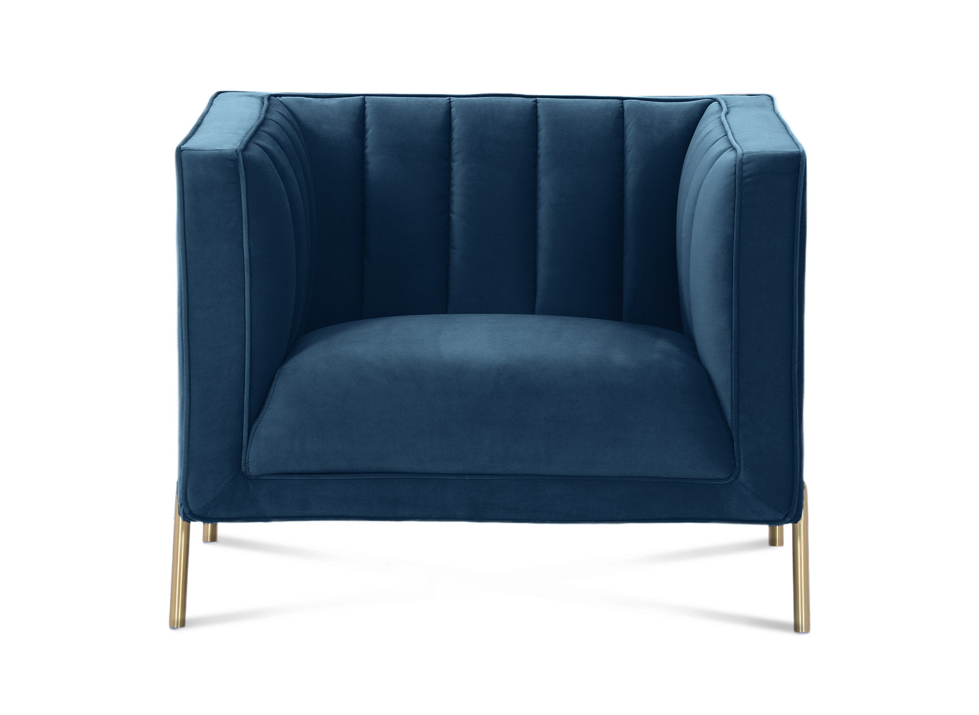 Fauteuil moderne en velours bleu pieds doré ROBY