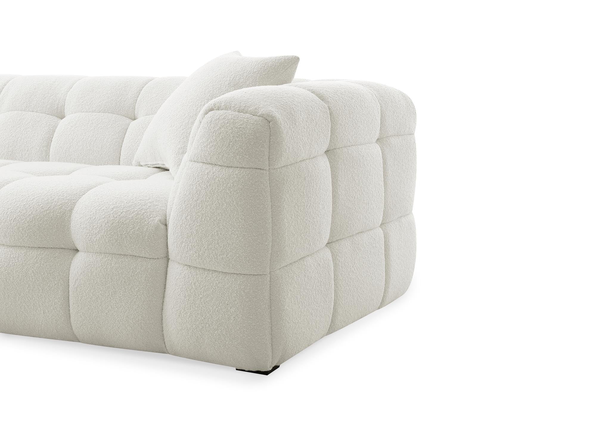 Canapé d'angle effet peau de mouton blanc écru BELLA - Angle gauche