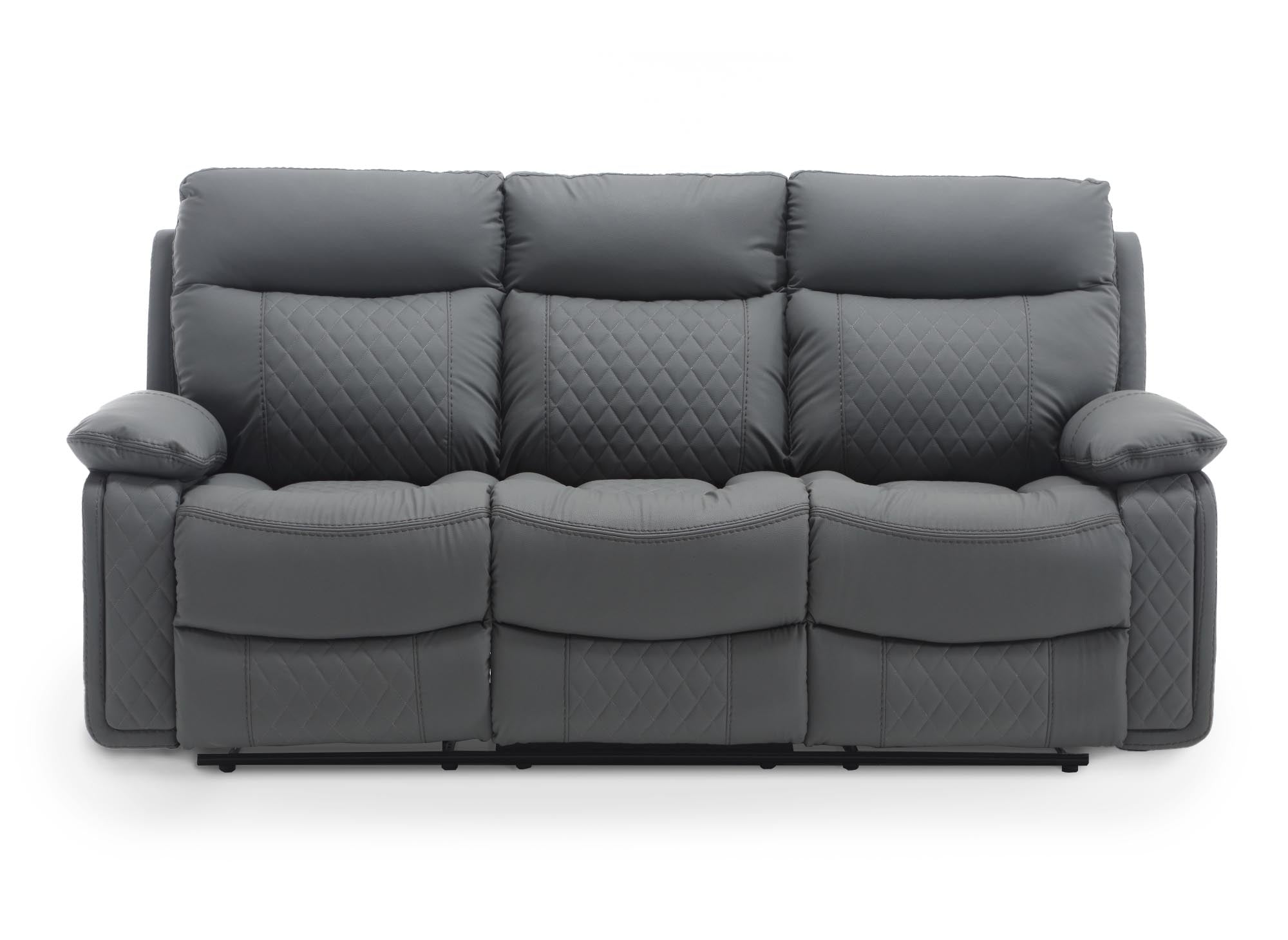 Canapé 3 places relax électrique en simili cuir gris foncé ELISE