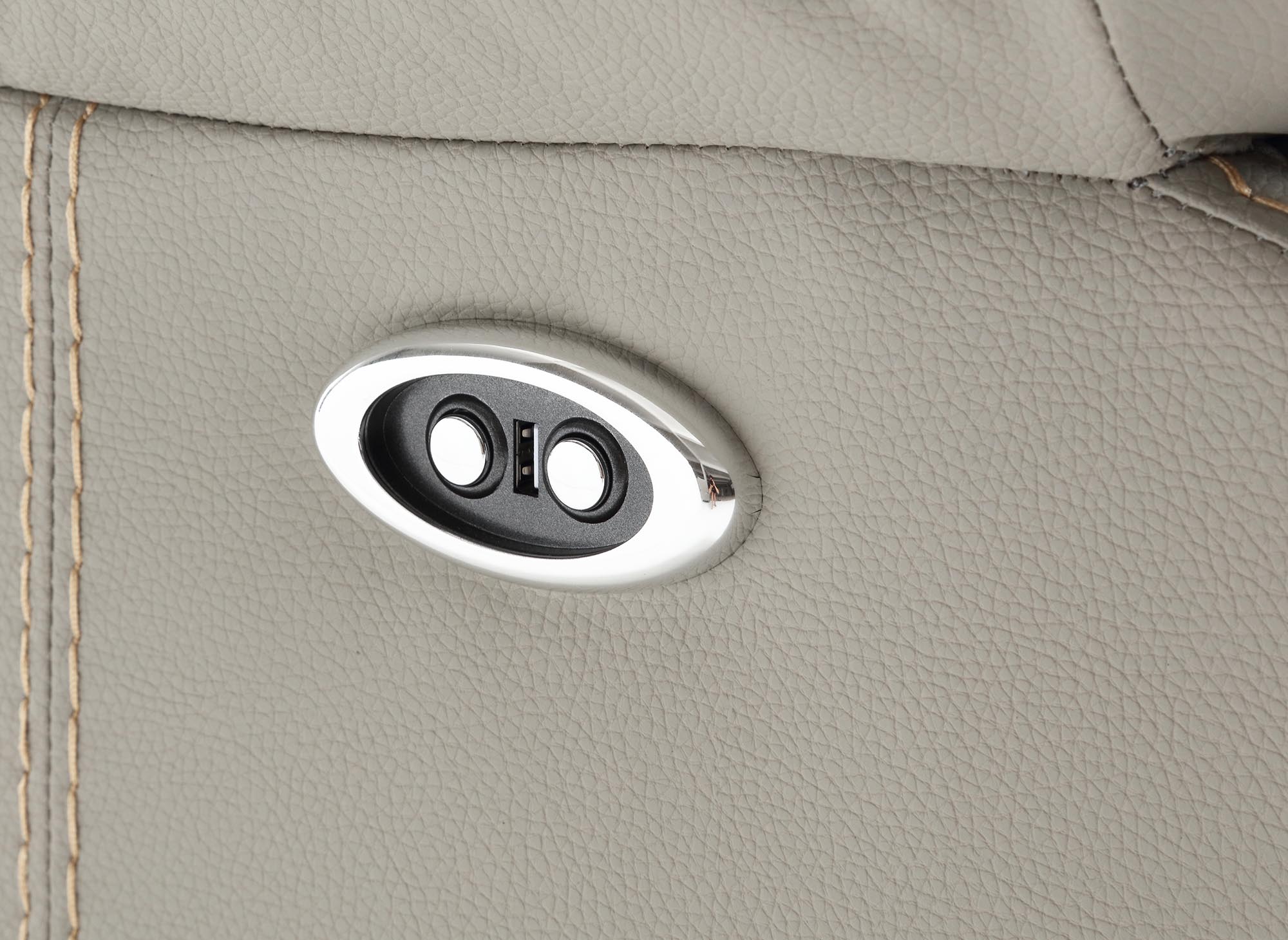 Canapé 3 places relax électrique en simili cuir gris clair ELISE