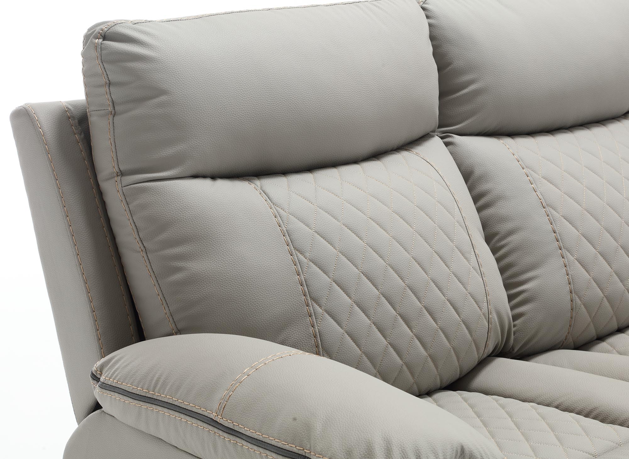 Canapé 3 places relax électrique en simili cuir gris clair ELISE