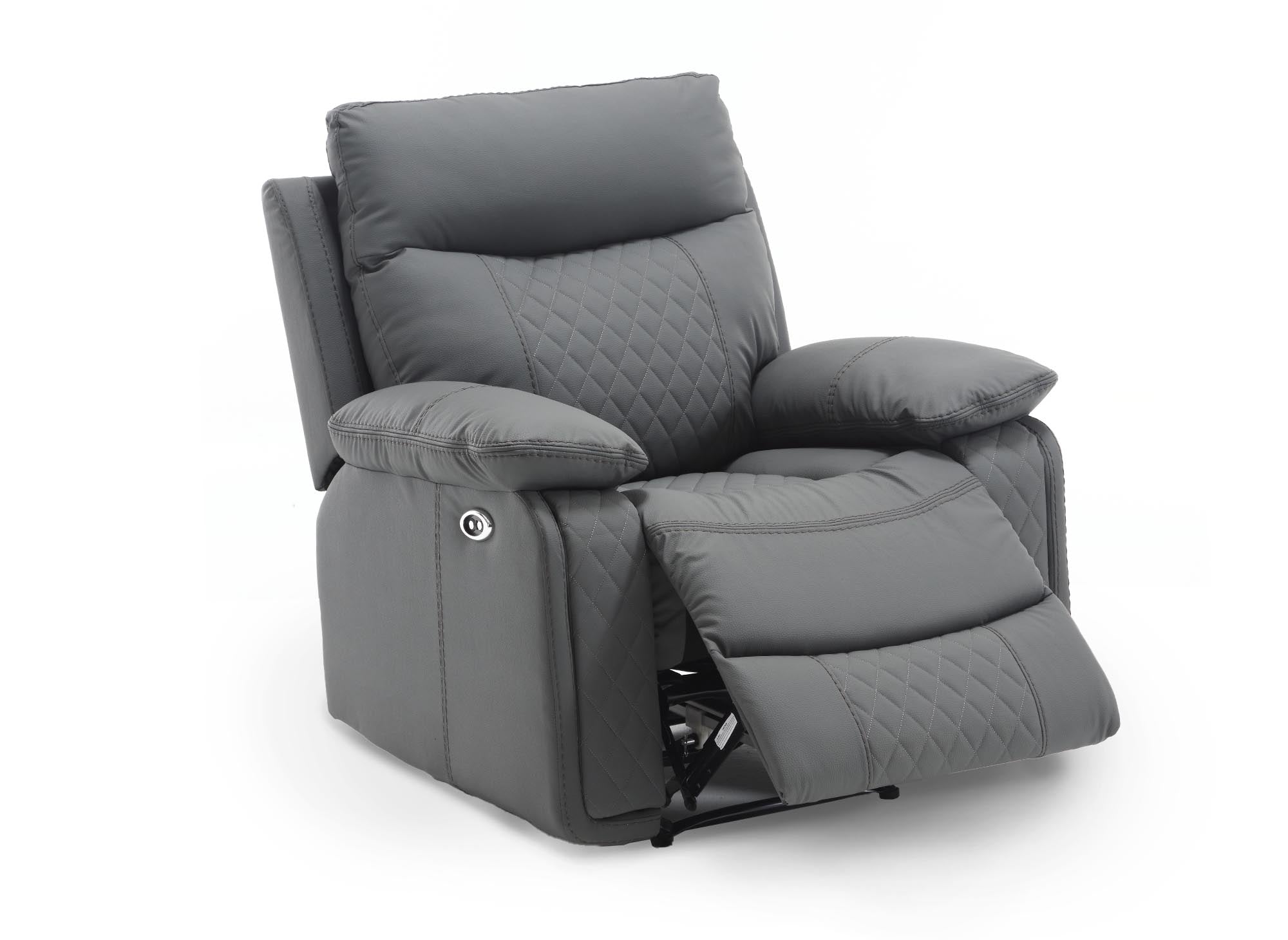 Fauteuil relax électrique en simili cuir gris foncé ELISE