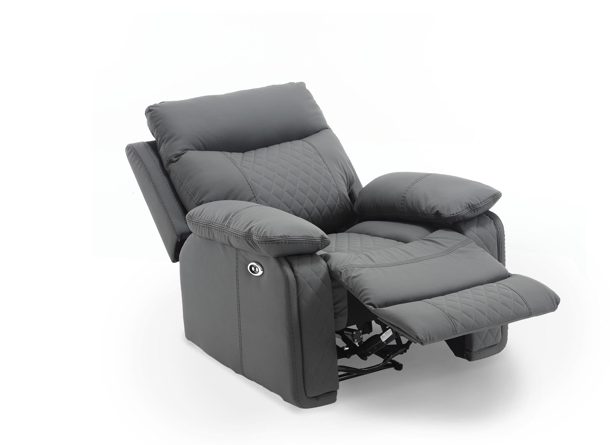 Fauteuil relax électrique en simili cuir gris foncé ELISE