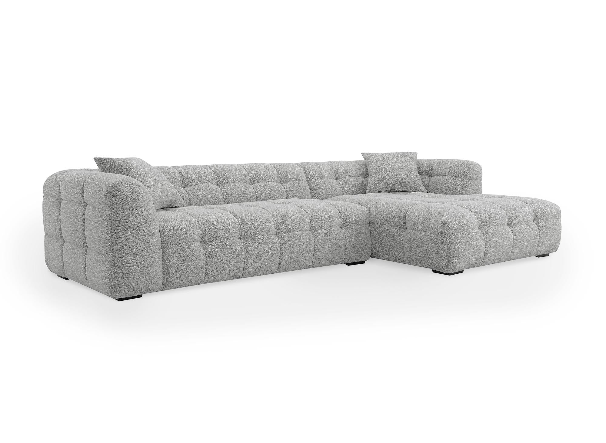 Canapé d'angle effet peau de mouton gris BELLA - Angle droit