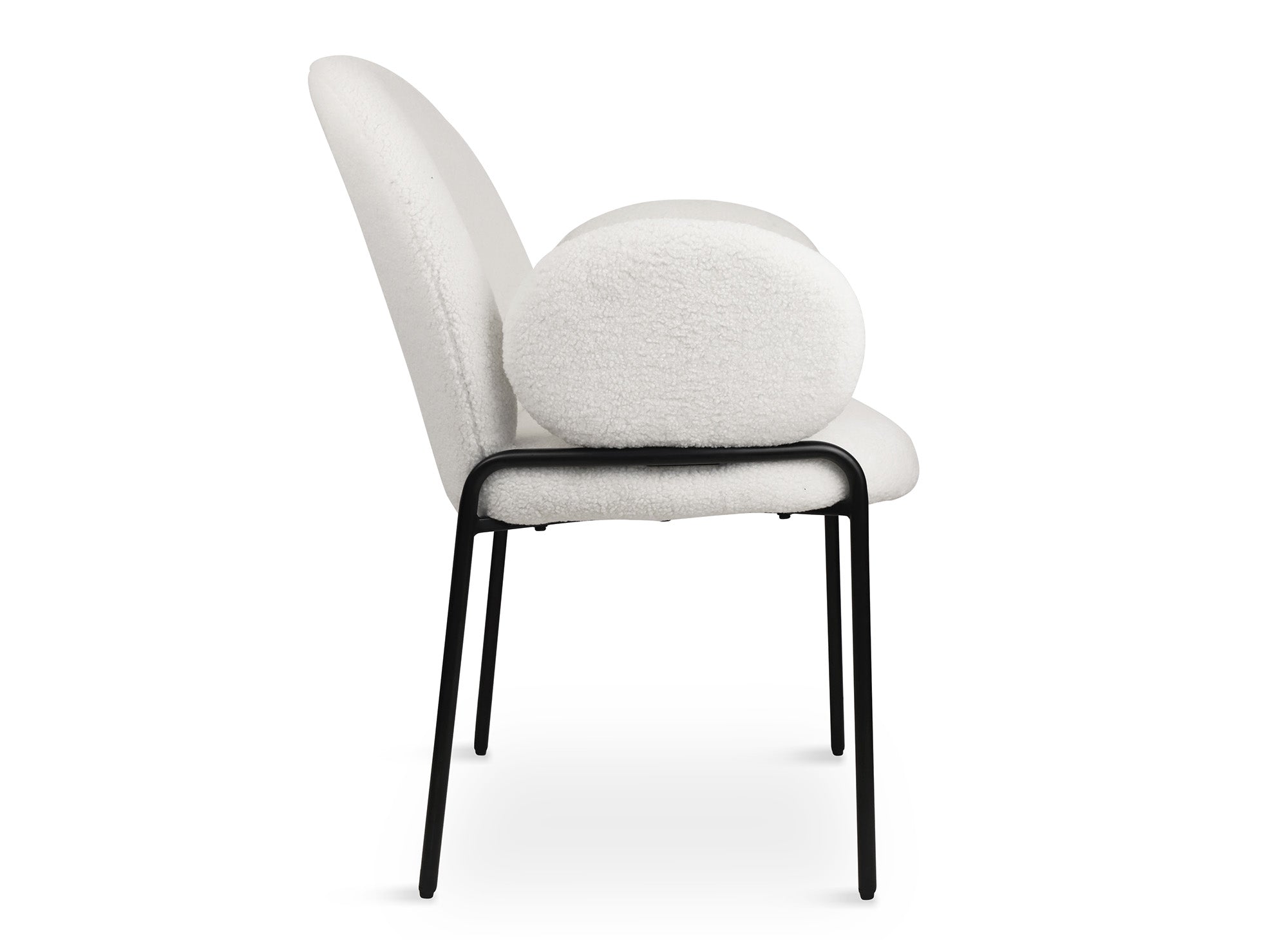Lot de 2 fauteuils design avec accoudoirs en tissu bouclette blanc BENTA