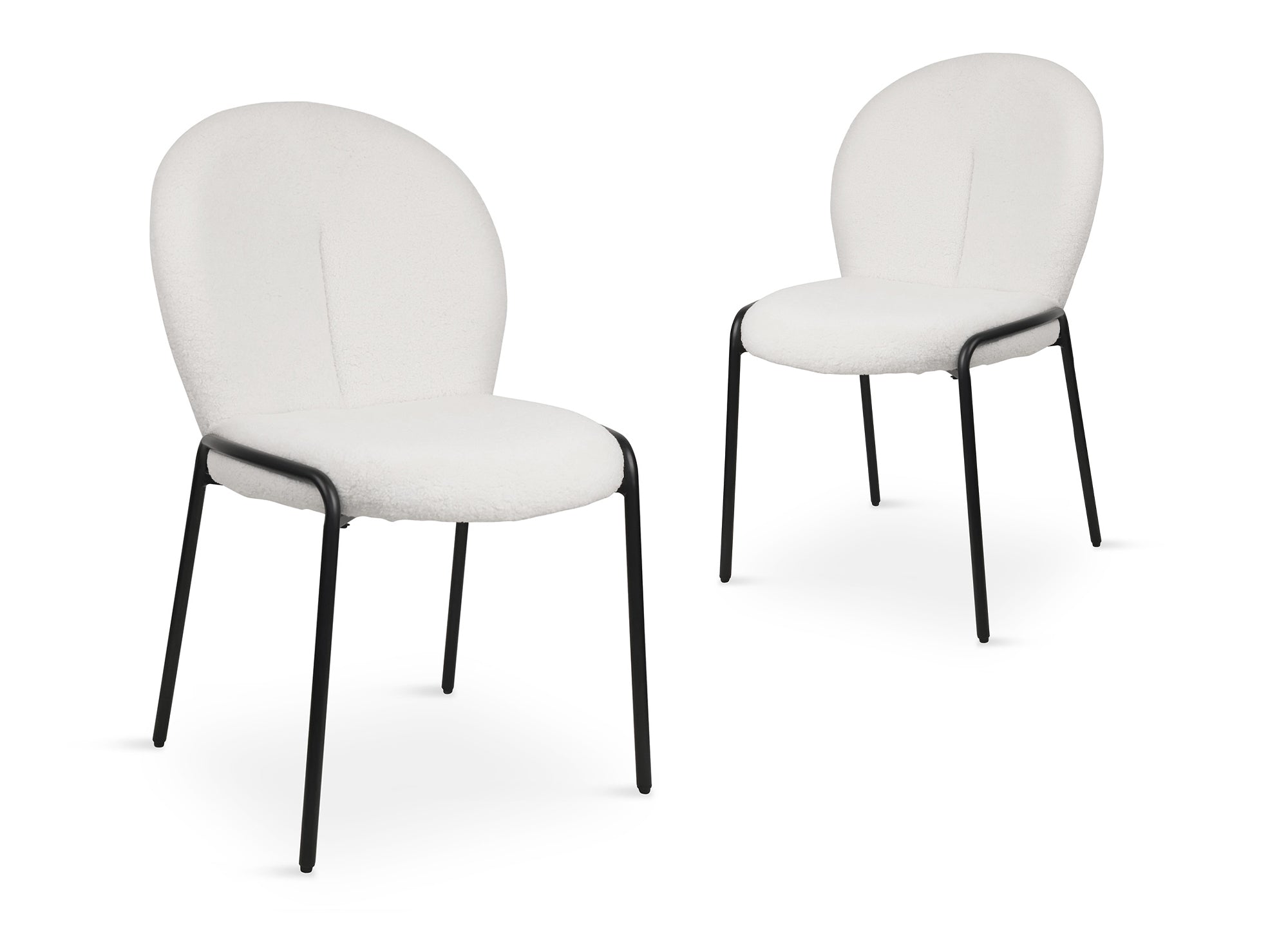 Lot de 2 chaises design en tissu bouclette blanc BENTA