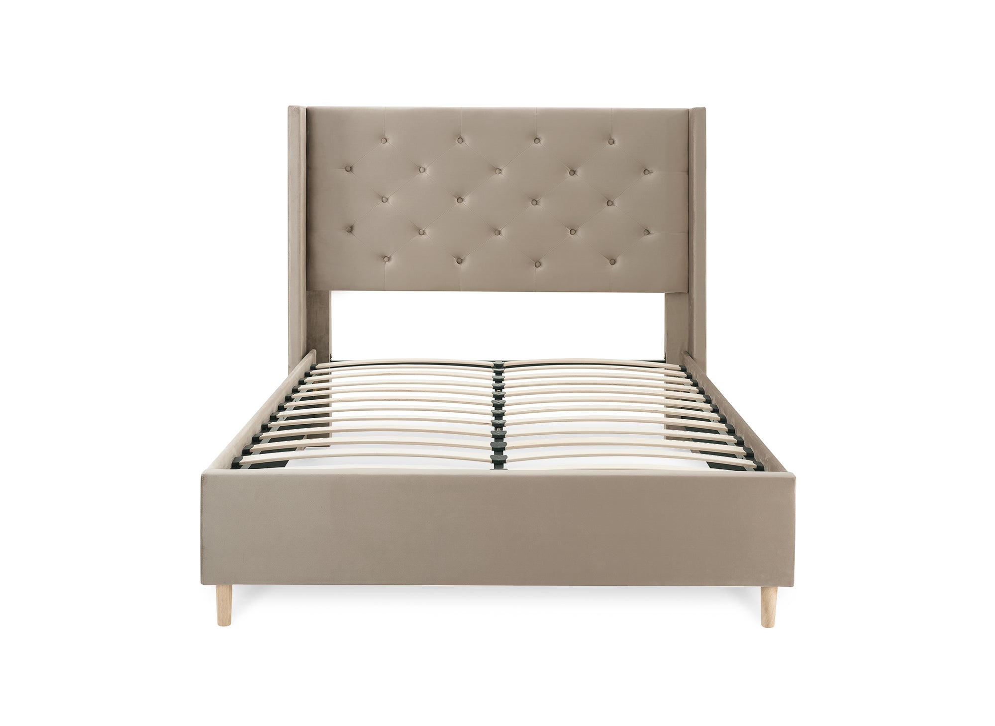 Letto matrimoniale in velluto rivestito in velluto tortora MAREVA 160x200 cm