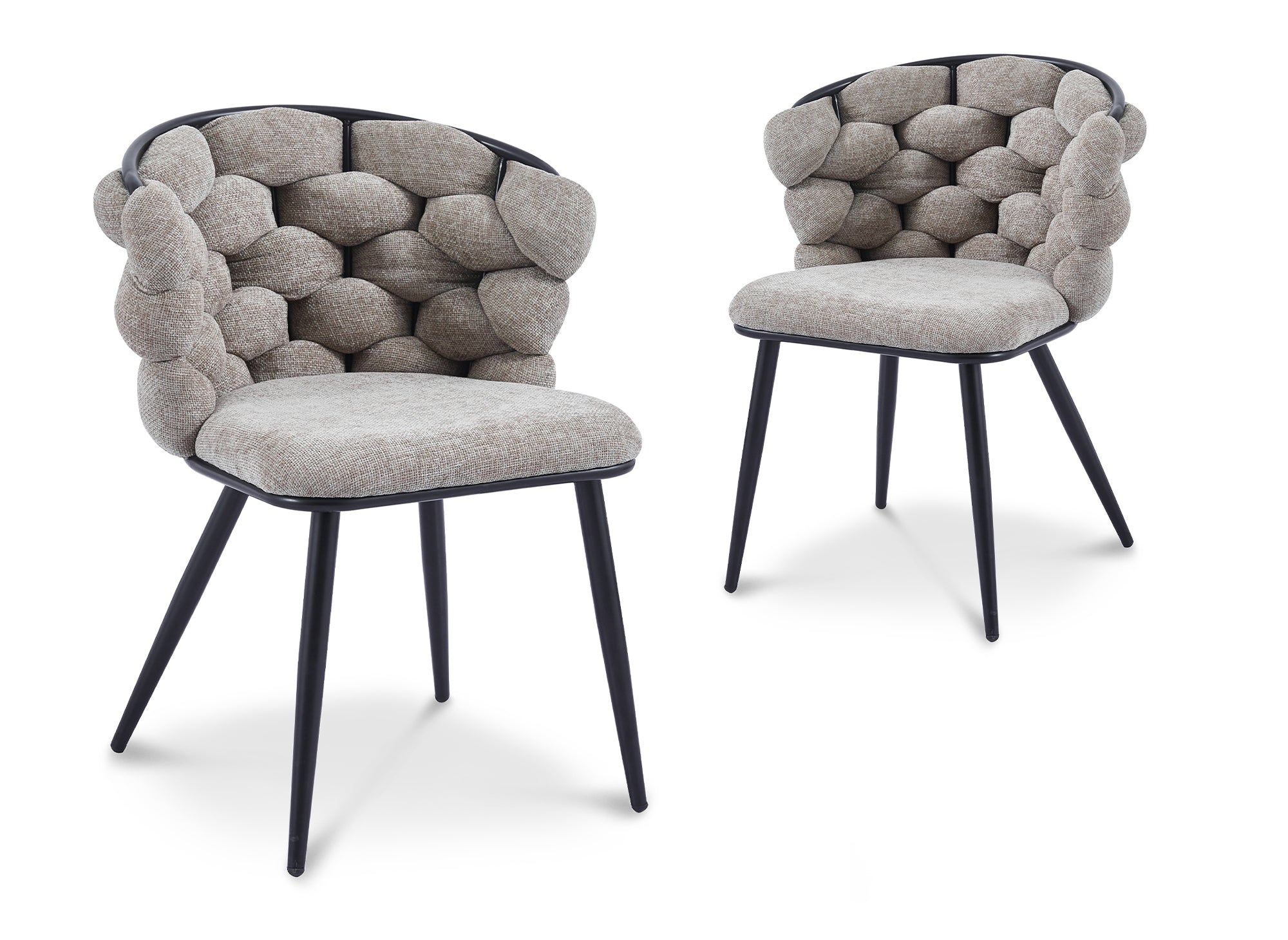 Lot de 2 chaises en tissu taupe pieds en métal noir CECILE