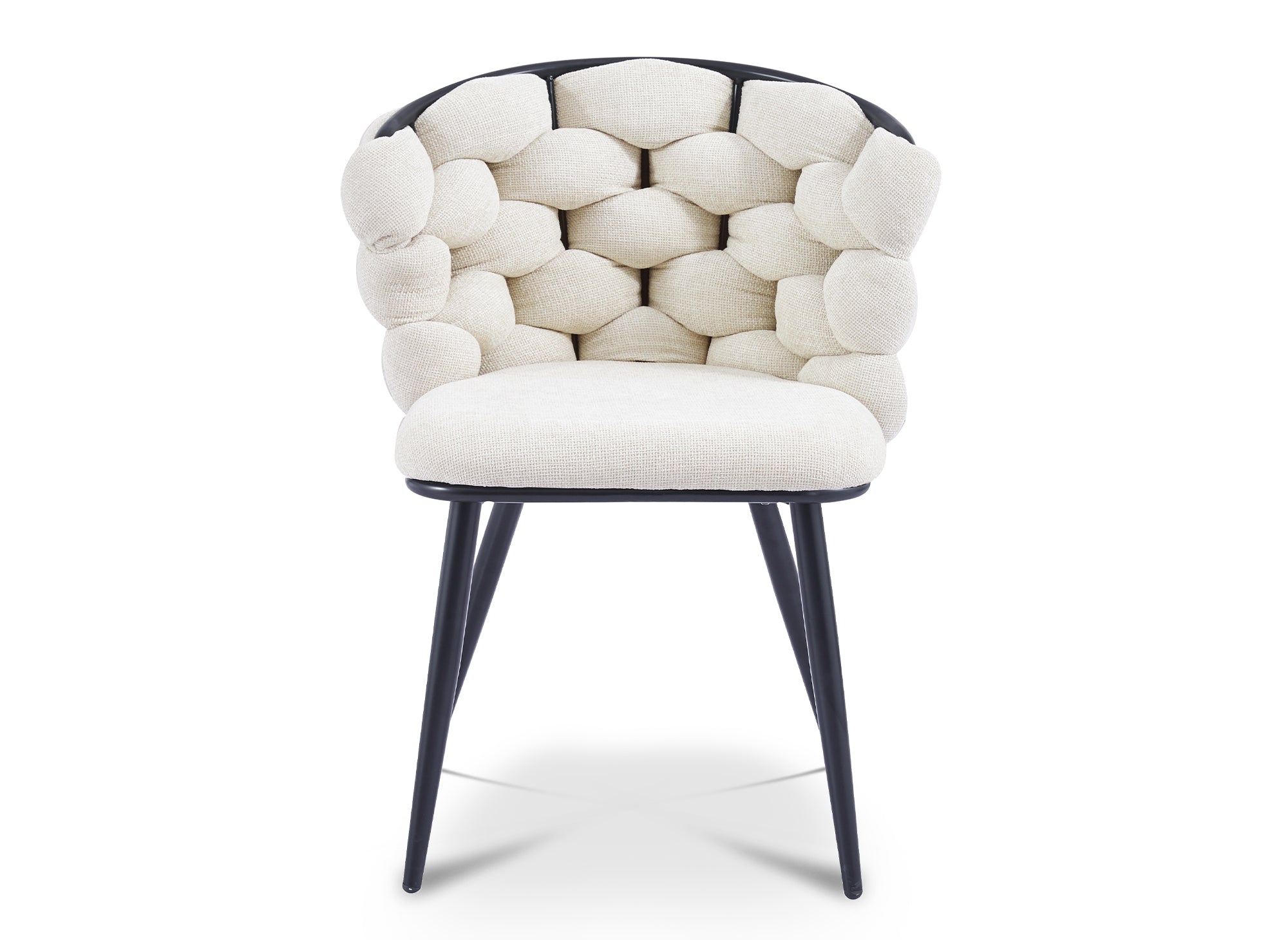 Lot de 2 chaises en tissu beige pieds en métal noir CECILE