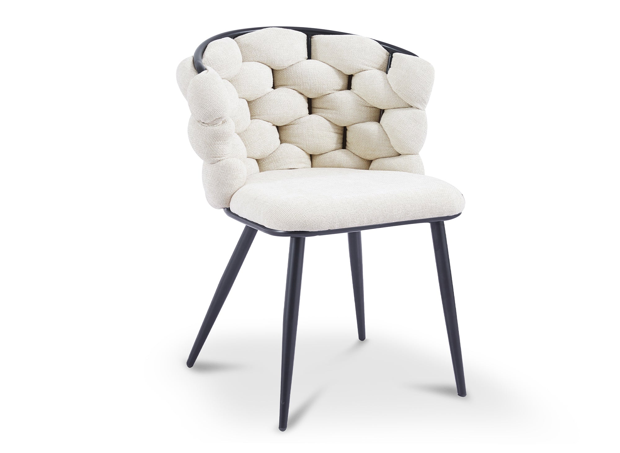 Lot de 2 chaises en tissu beige pieds en métal noir CECILE