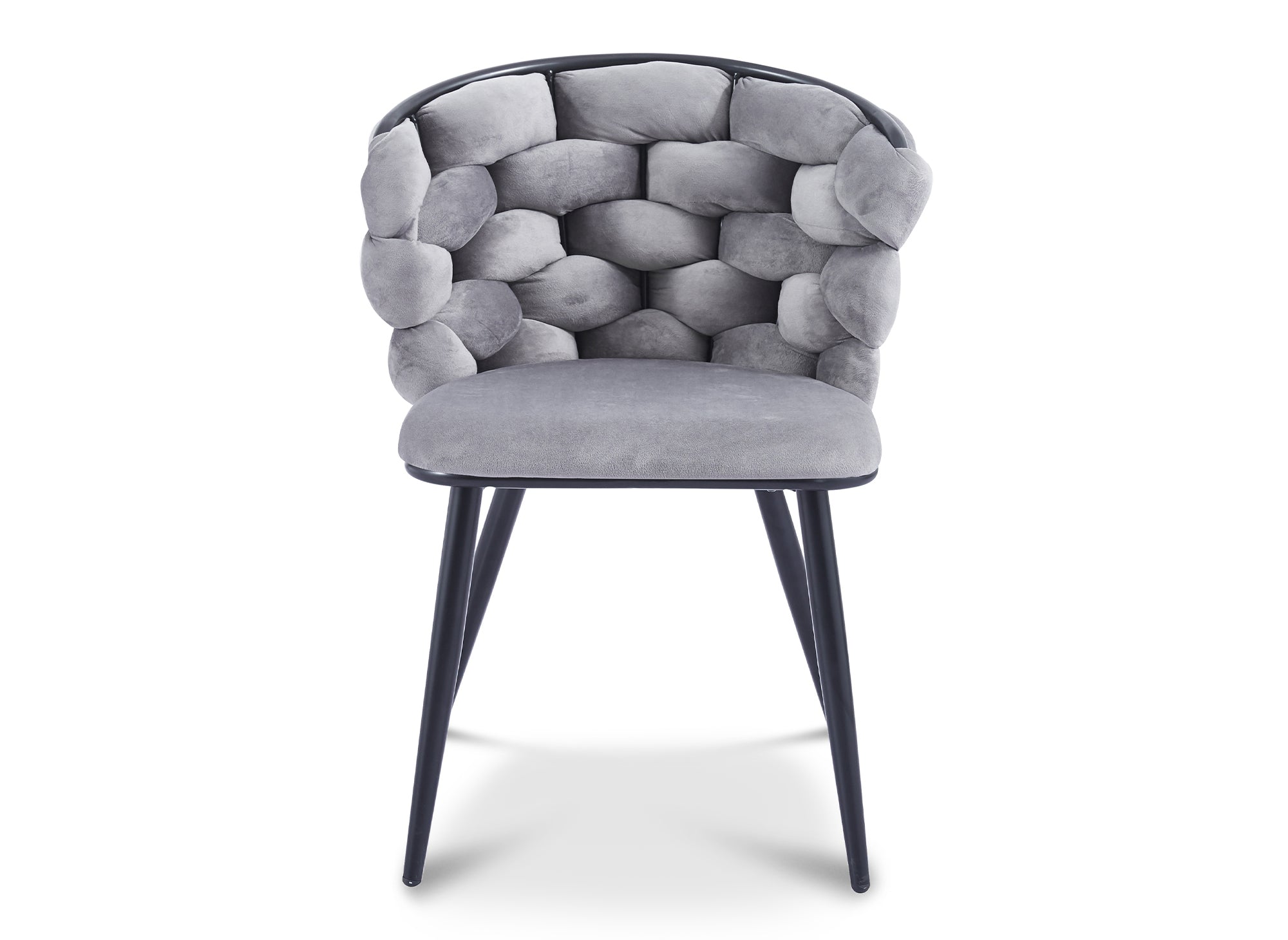 Lot de 2 chaises en velours gris pieds en métal noir CECILE