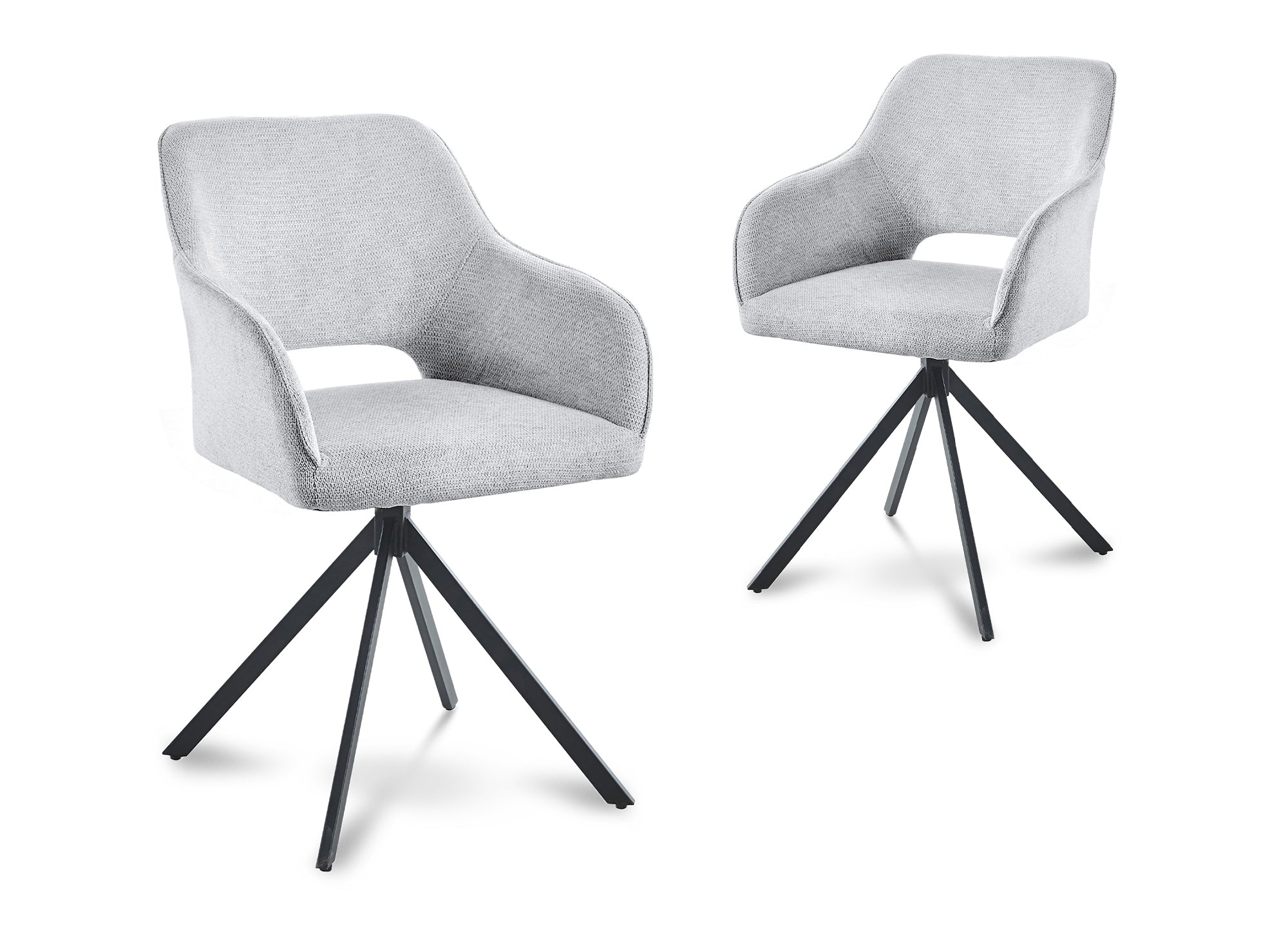 Lot de 2 chaises pivotantes design en velours gris clair CIEL