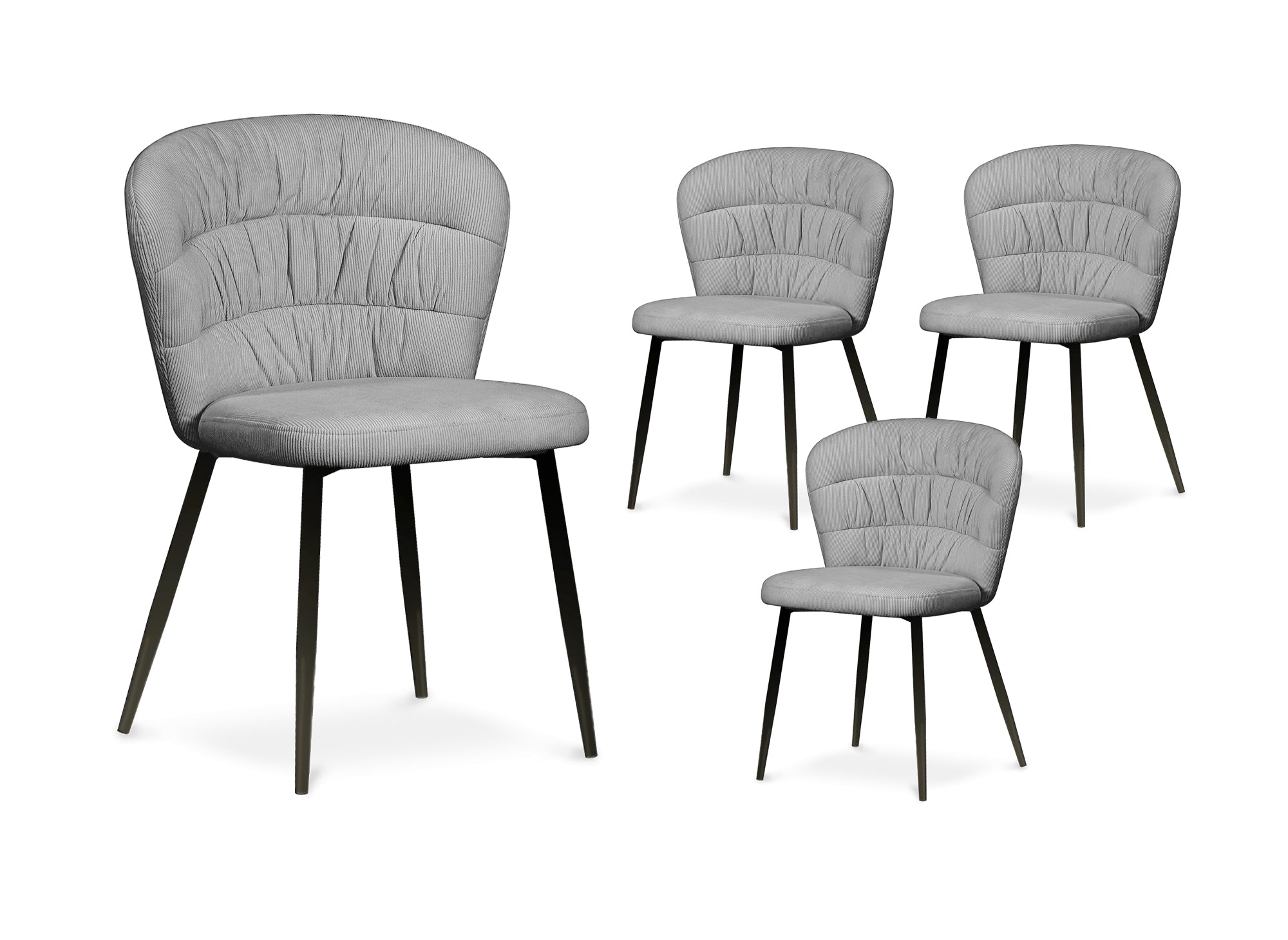 Lot de 4 chaises en velours côtelé gris DANIELA
