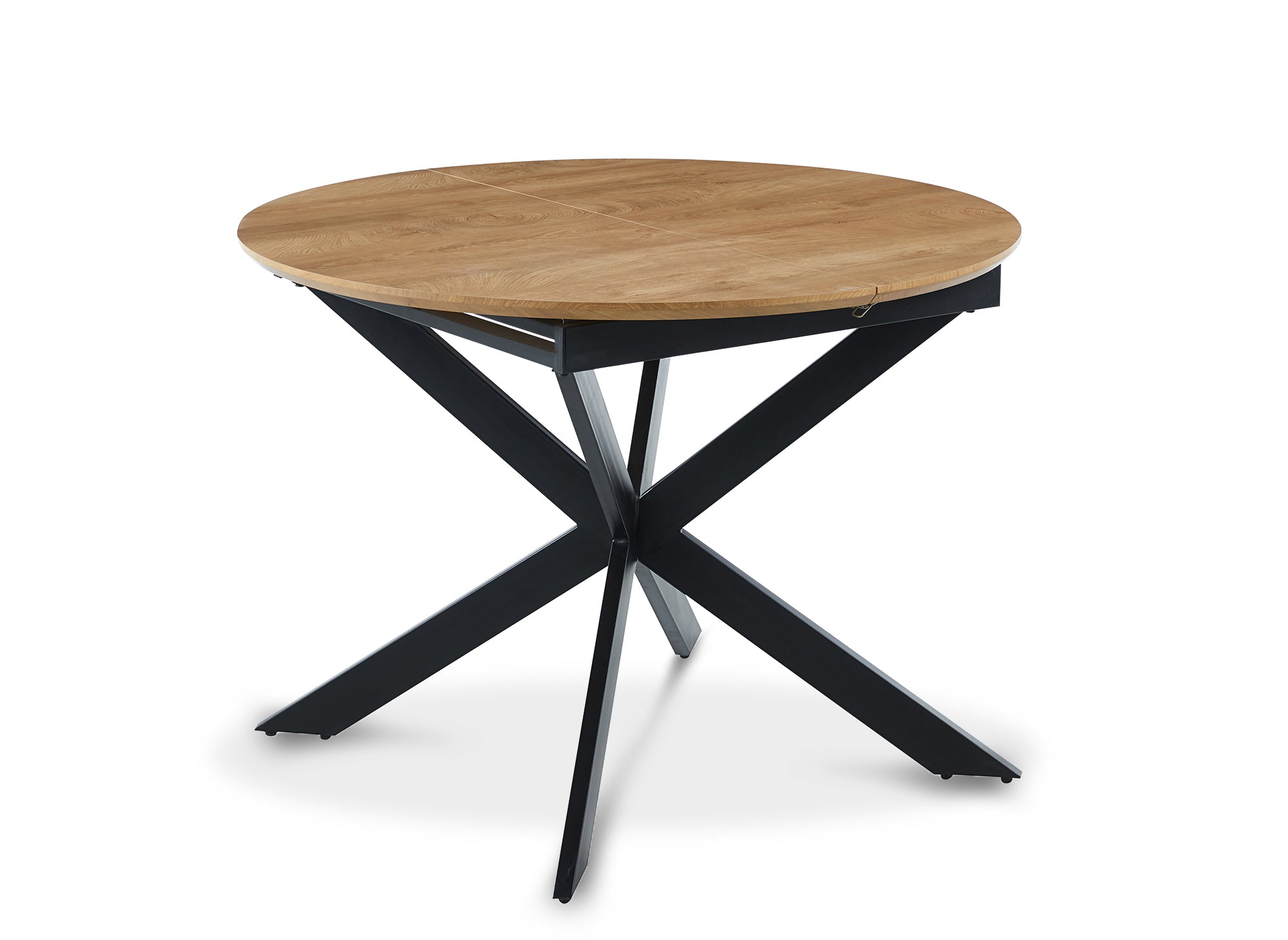 Table à manger ronde à rallonge couleur chêne VENOM