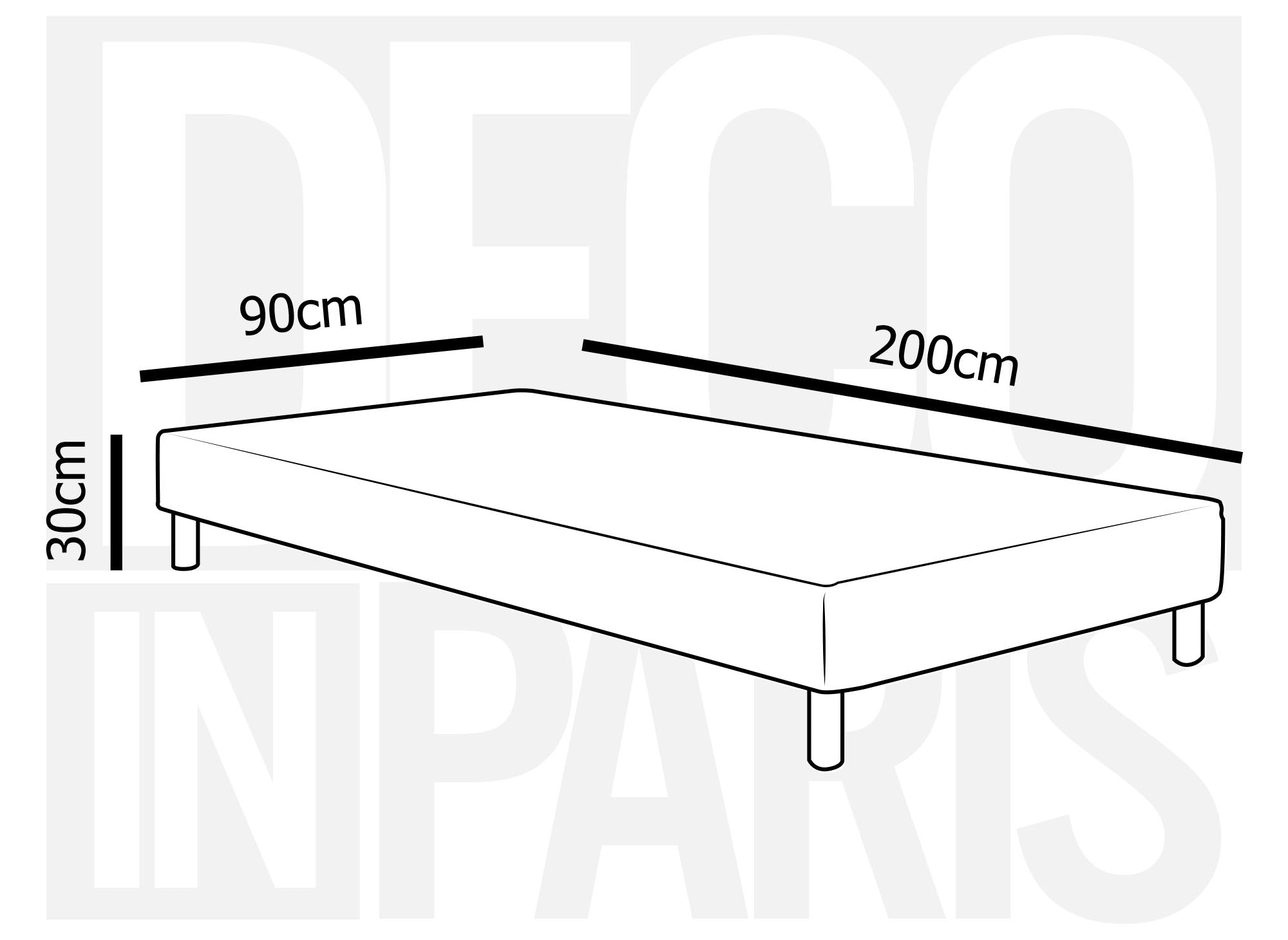 Sommier tapissier 90 x 200 cm + 4 pieds