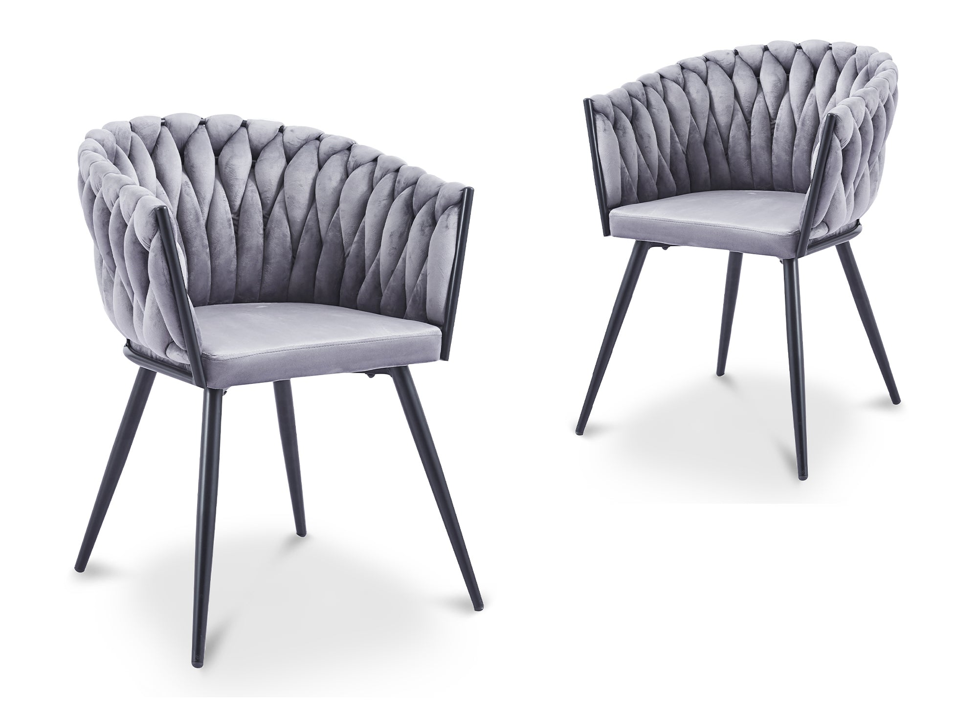 Lot de 2 chaises wave en velours gris CINDY