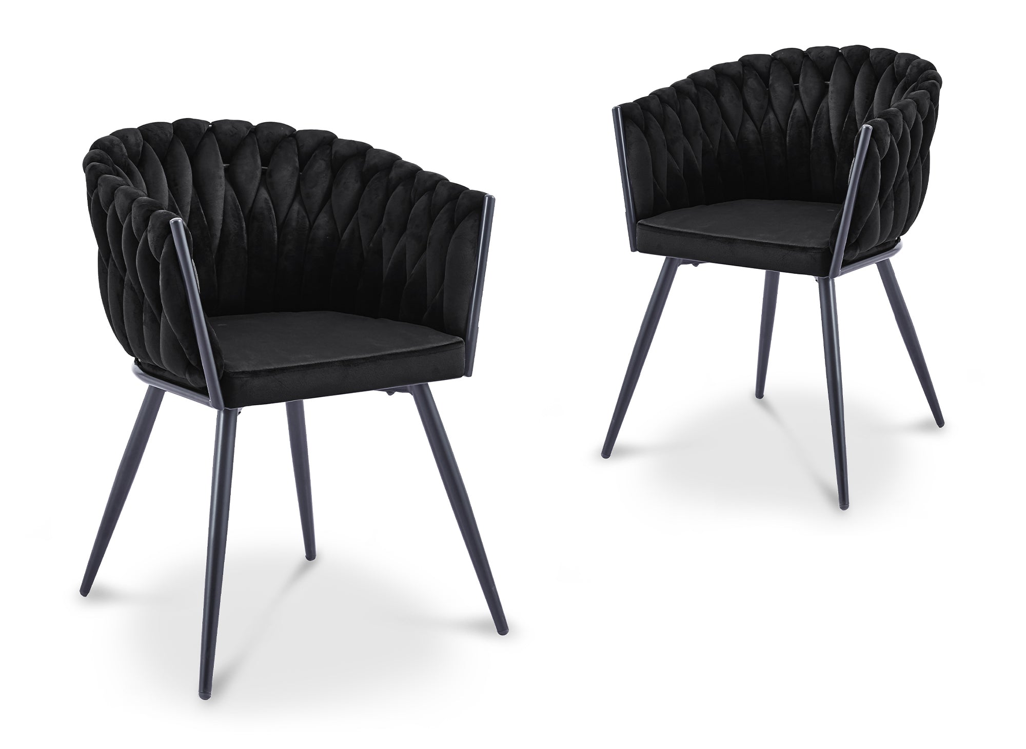 Lot de 2 chaises wave en velours noir CINDY