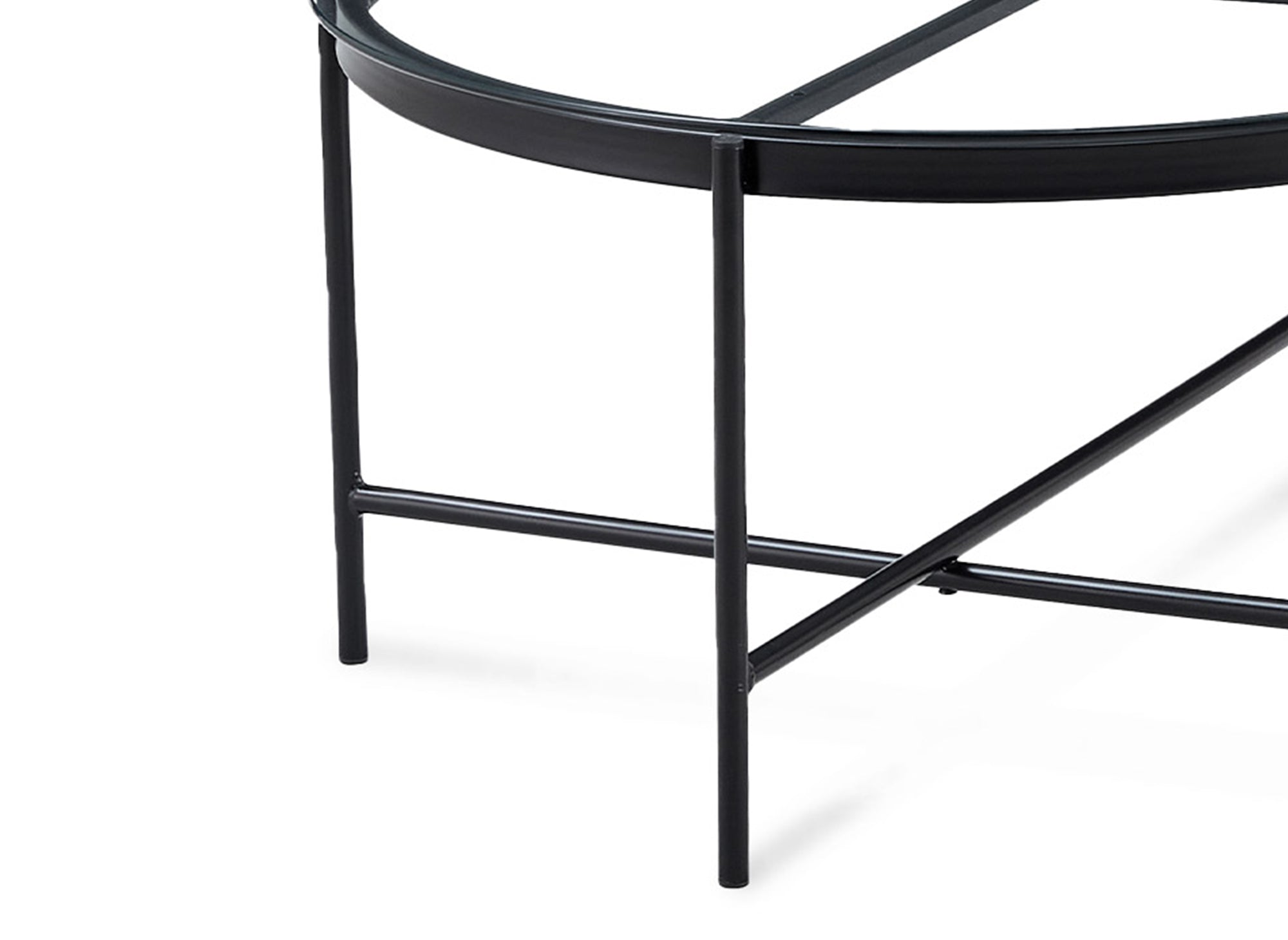 Lot de 2 tables rondes basses en verre et métal MARZIO