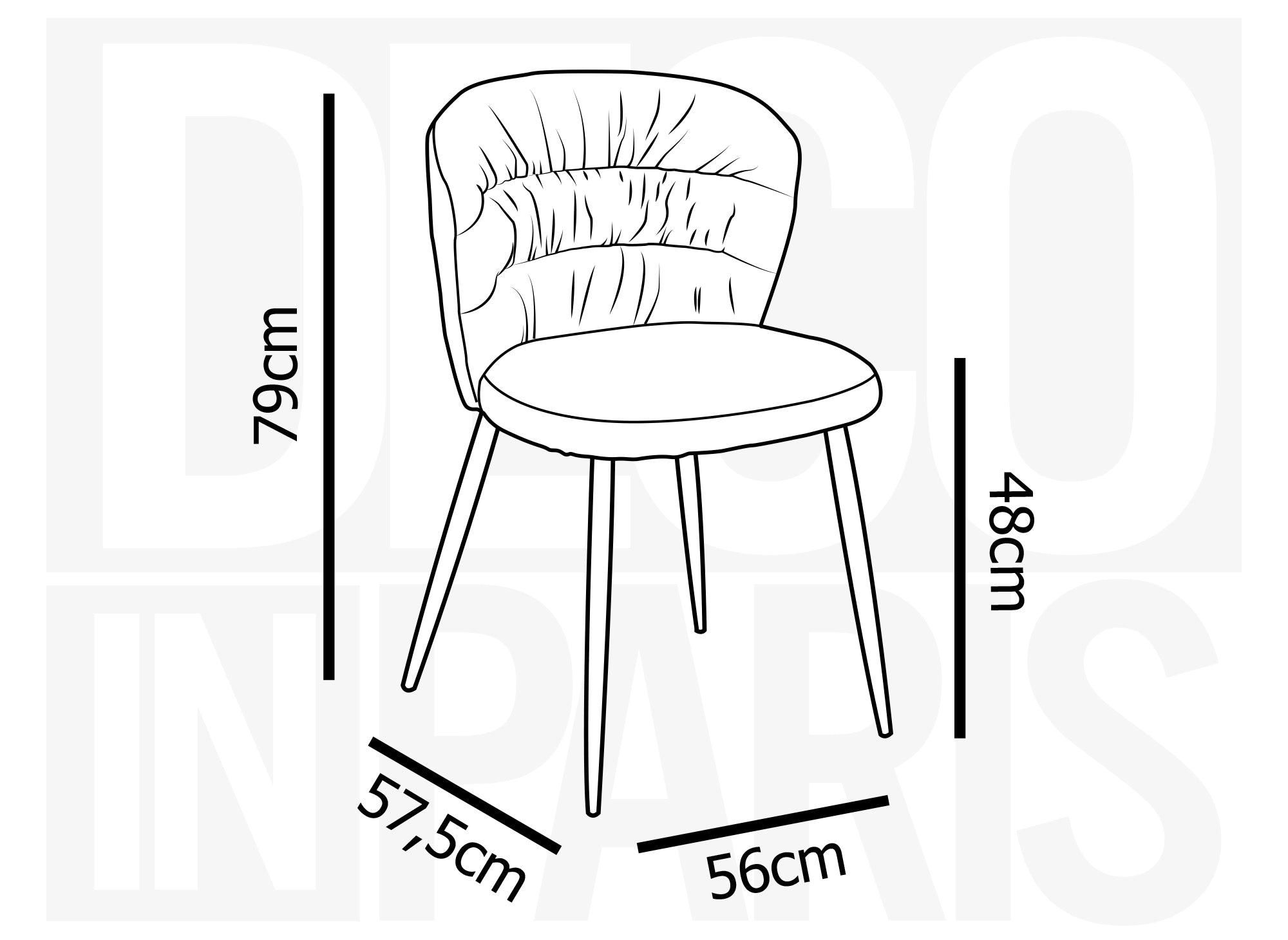 Lot de 4 chaises en velours côtelé gris DANIELA