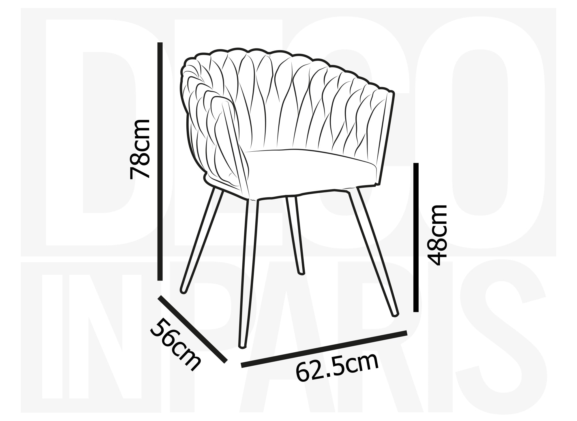 Lot de 2 chaises wave en velours gris CINDY