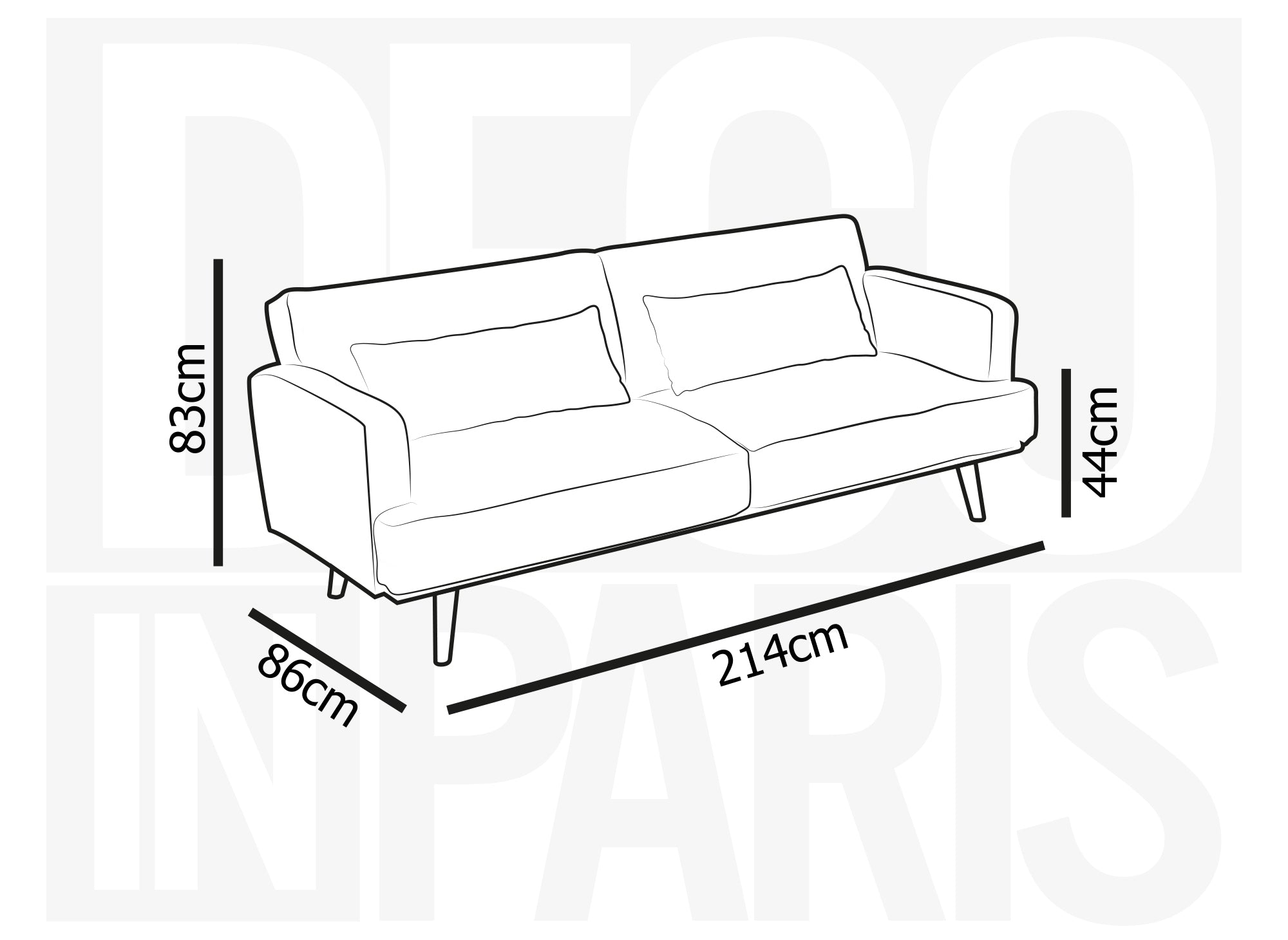 Canapé clic clac 3 places en tissu gris foncé BART