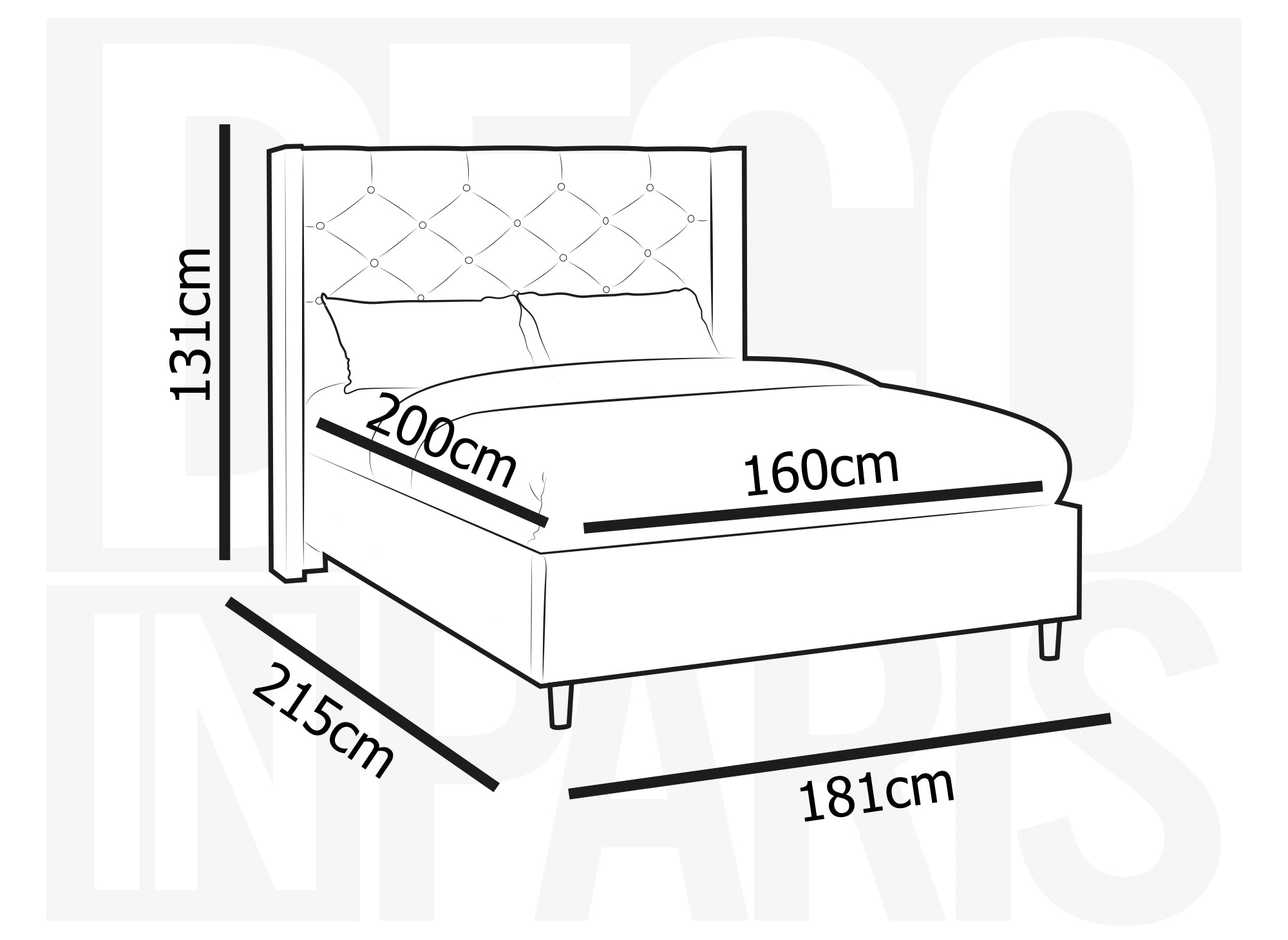 Letto matrimoniale in velluto rivestito in velluto tortora MAREVA 160x200 cm