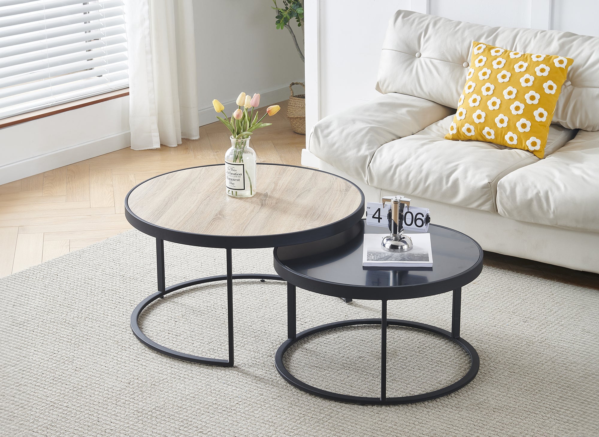 Lot de 2 tables basses rondes gigognes AMERIO