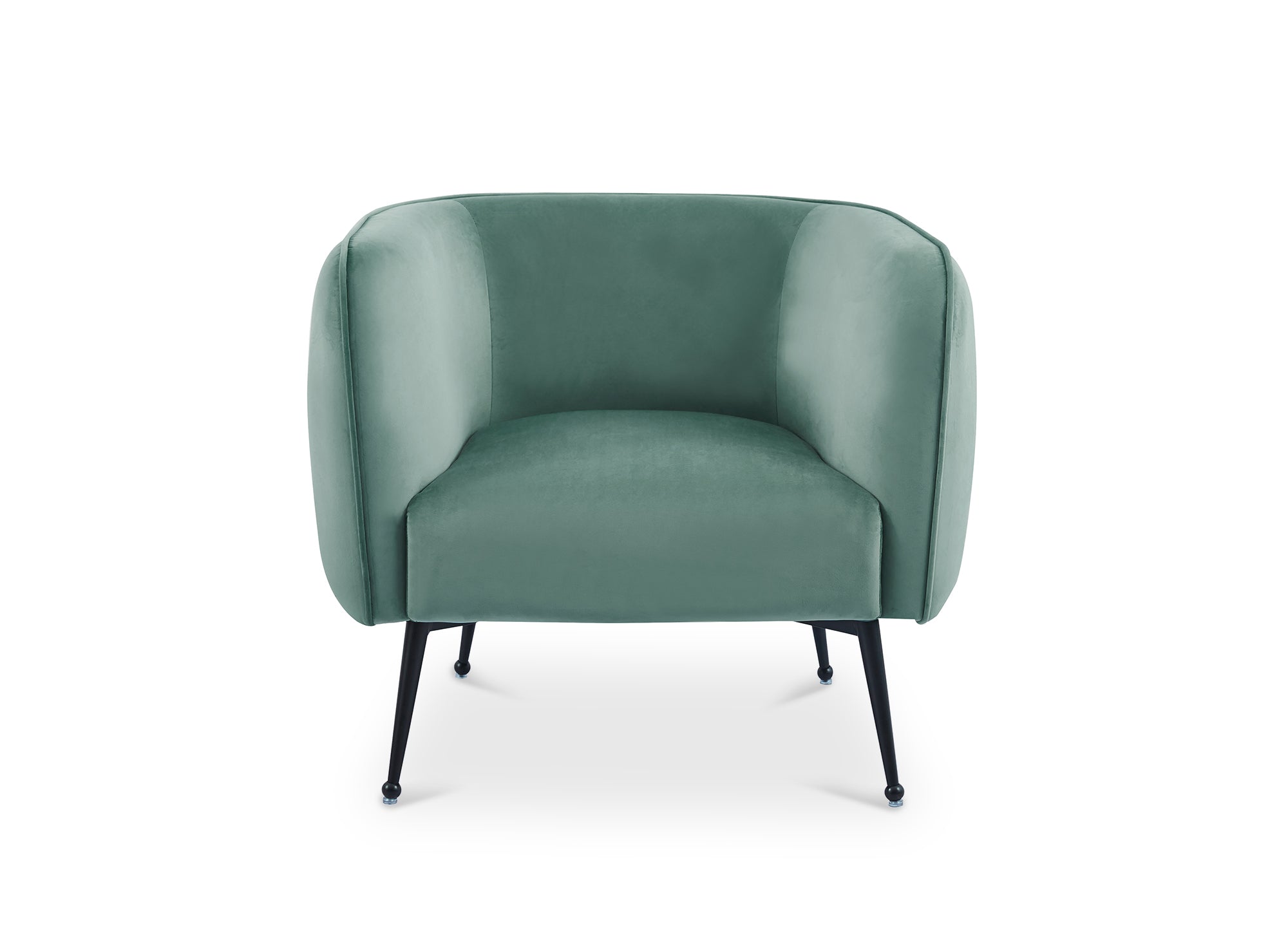 Fauteuil cabriolet en velours vert d'eau pieds noir PERRY