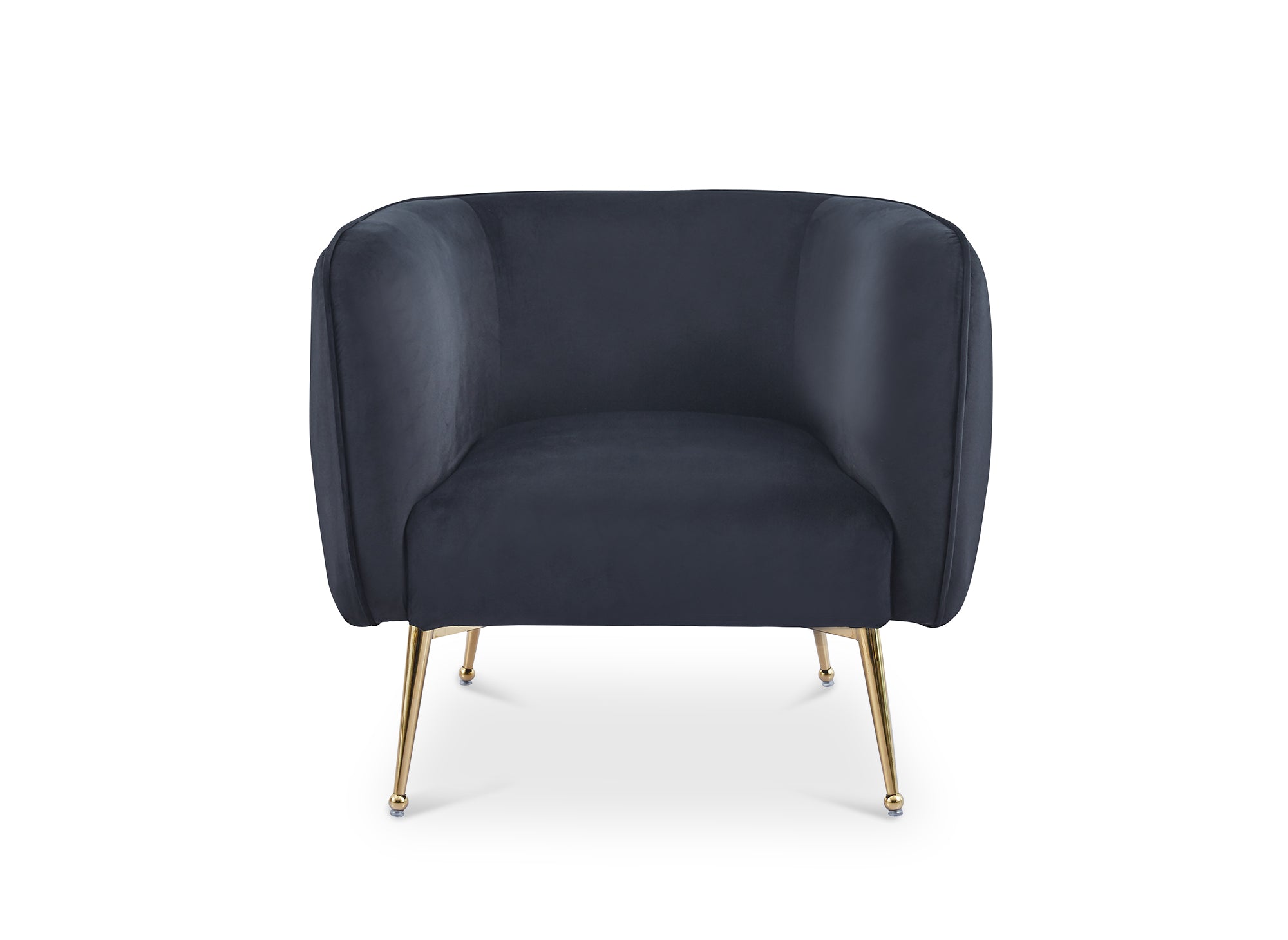 Fauteuil cabriolet en velours noir pieds doré PERRY