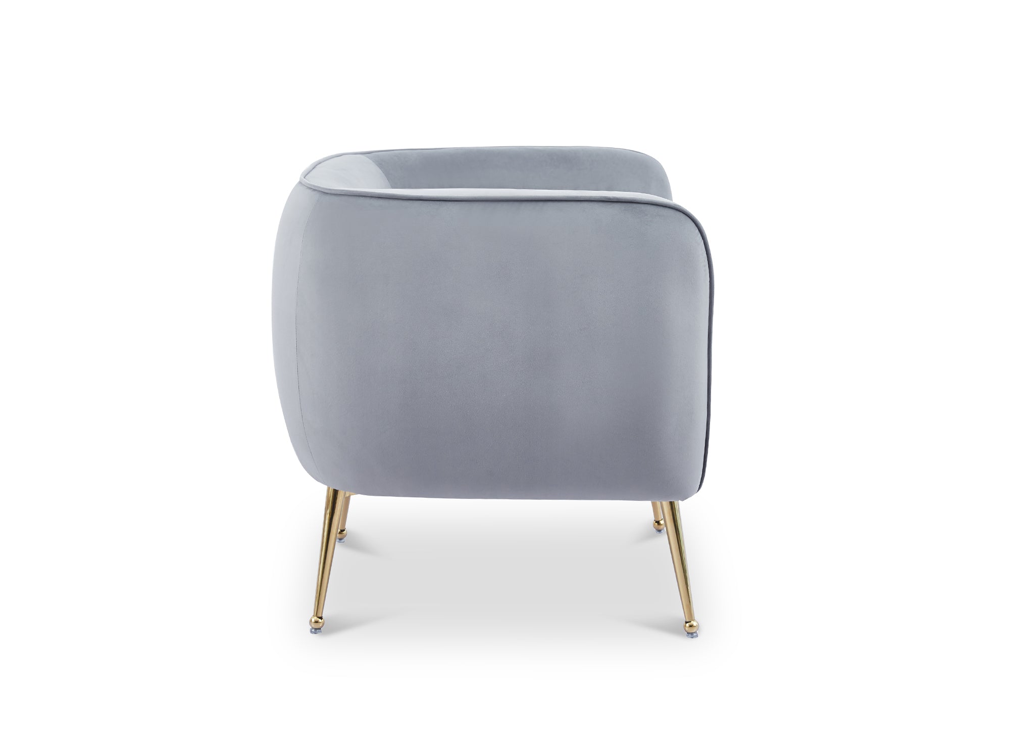 Fauteuil cabriolet en velours gris pieds doré PERRY