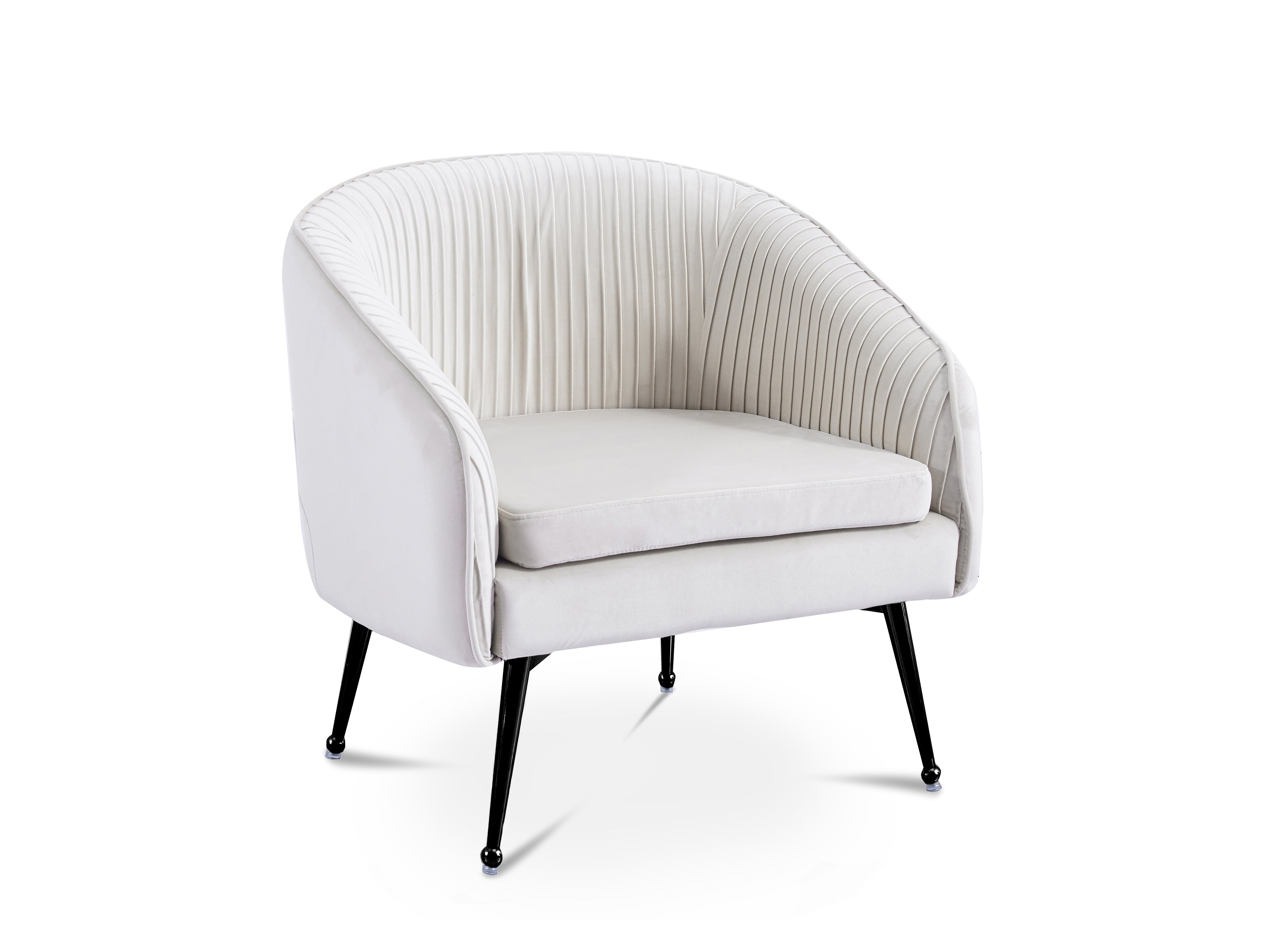 Fauteuil cabriolet en velours beige pieds noir TRECY