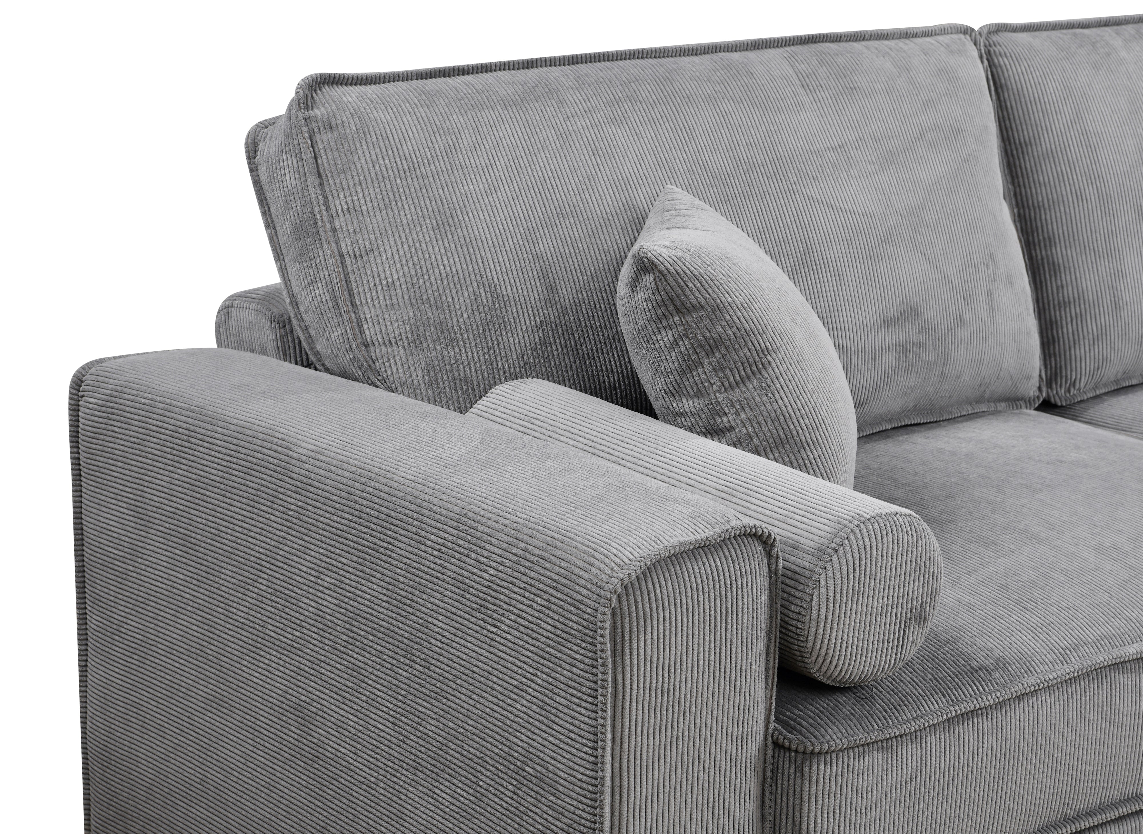 Canapé convertible 3 places en velours côtelé gris ALINE