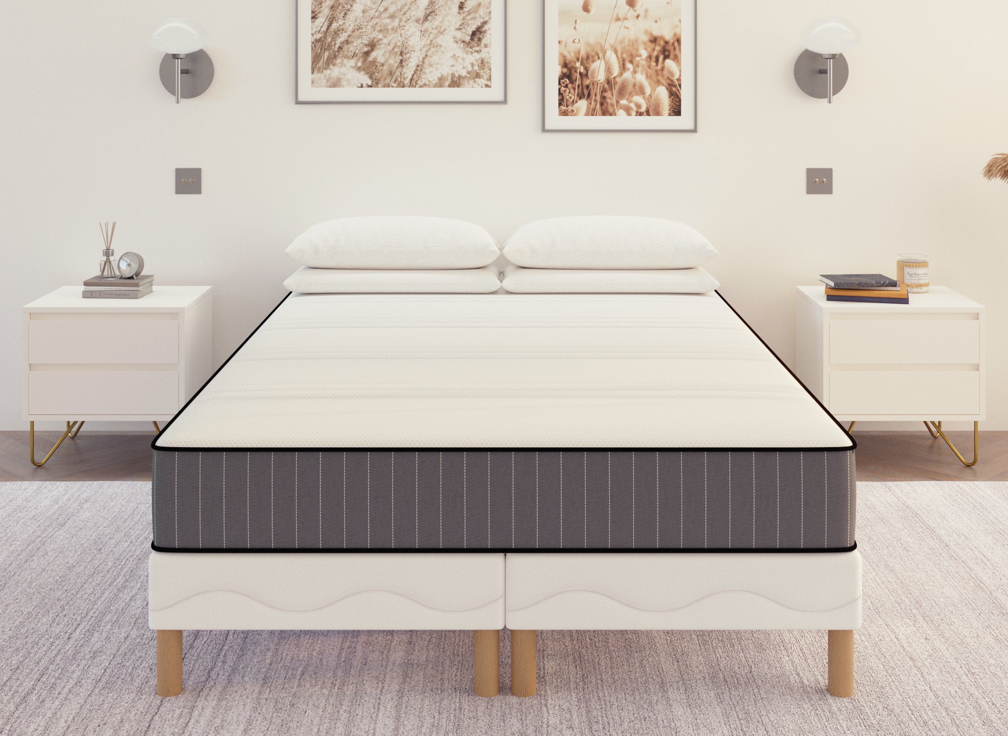 Ensemble 180x200 sommier tapissier + Matelas en mousse 20 cm - AWAN