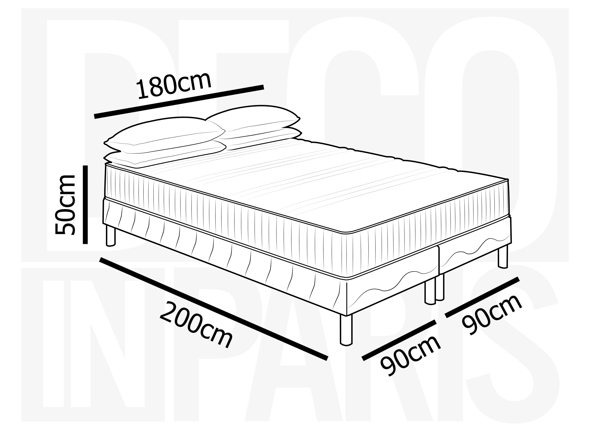 Ensemble 180x200 sommier tapissier + Matelas en mousse 20 cm - AWAN