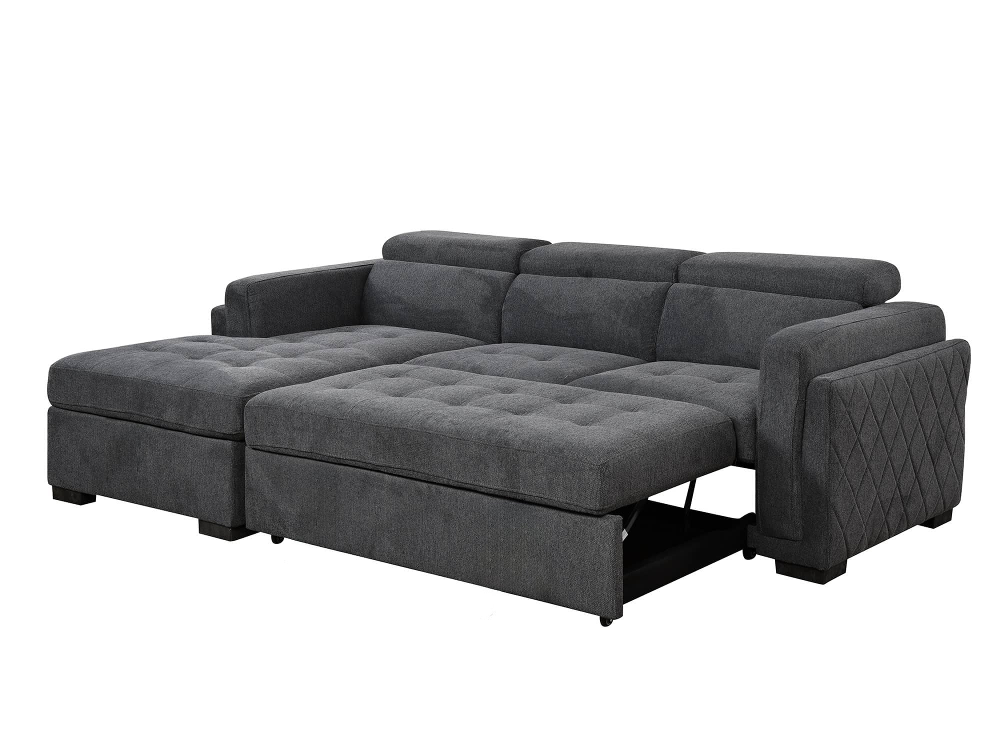 Canapé d'angle convertible en tissu gris foncé CHANDLER - Angle gauche